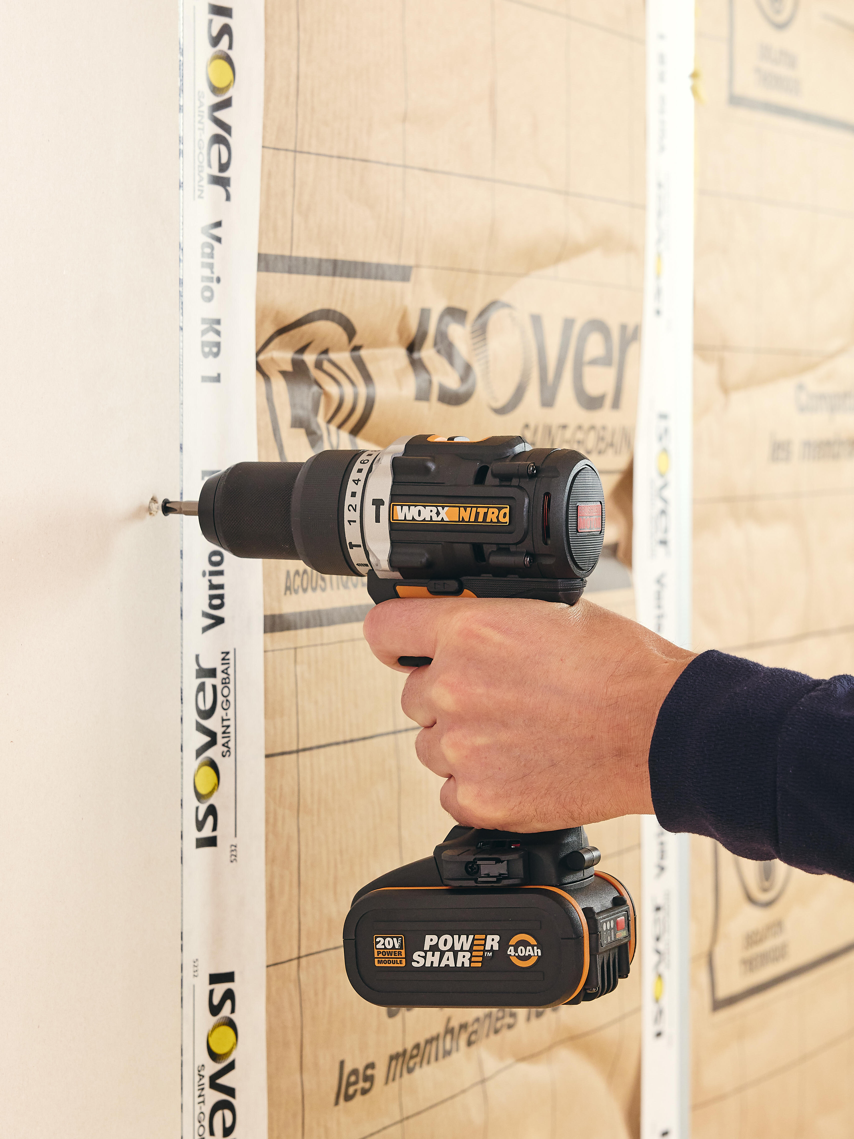 Taladro percutor a batería WORX 20V Brushless - 2 baterias - Maletín - 7