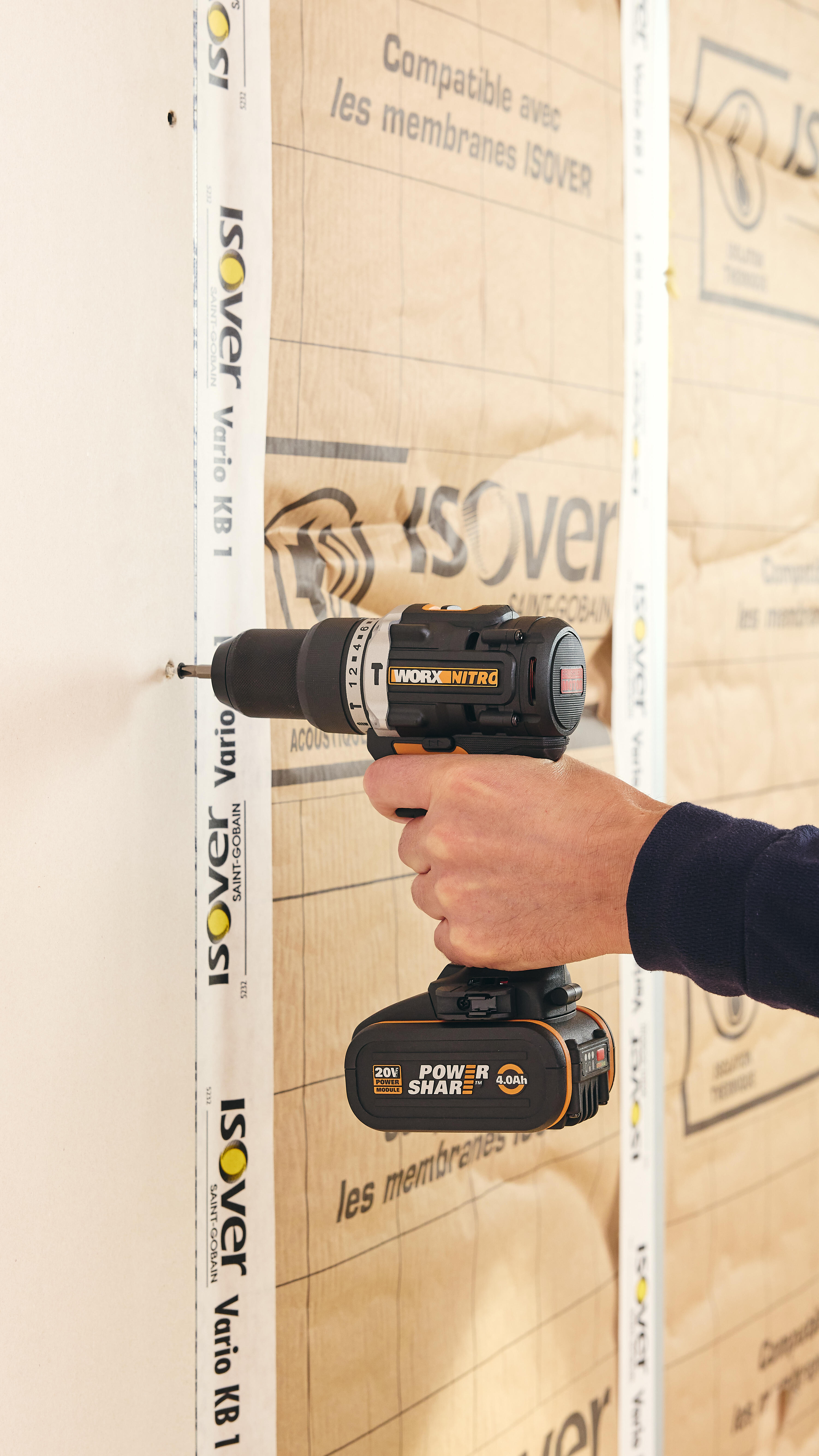 Taladro percutor a batería WORX 20V Brushless - 2 baterias - Maletín - 6