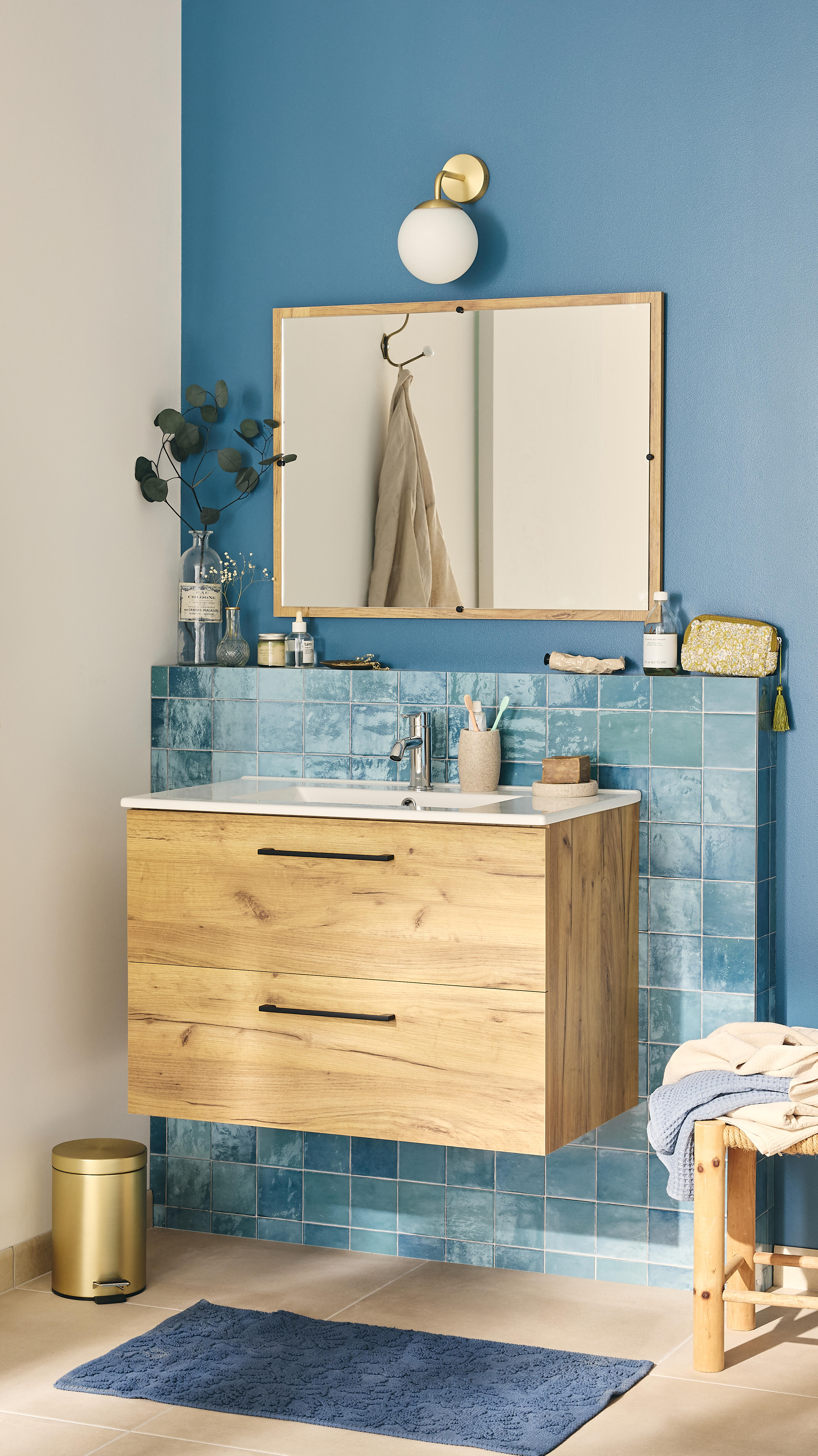 Meuble sous-vasque, Serena L.80cm x H.55cm x P.45cm bois Miroir inclus - 2