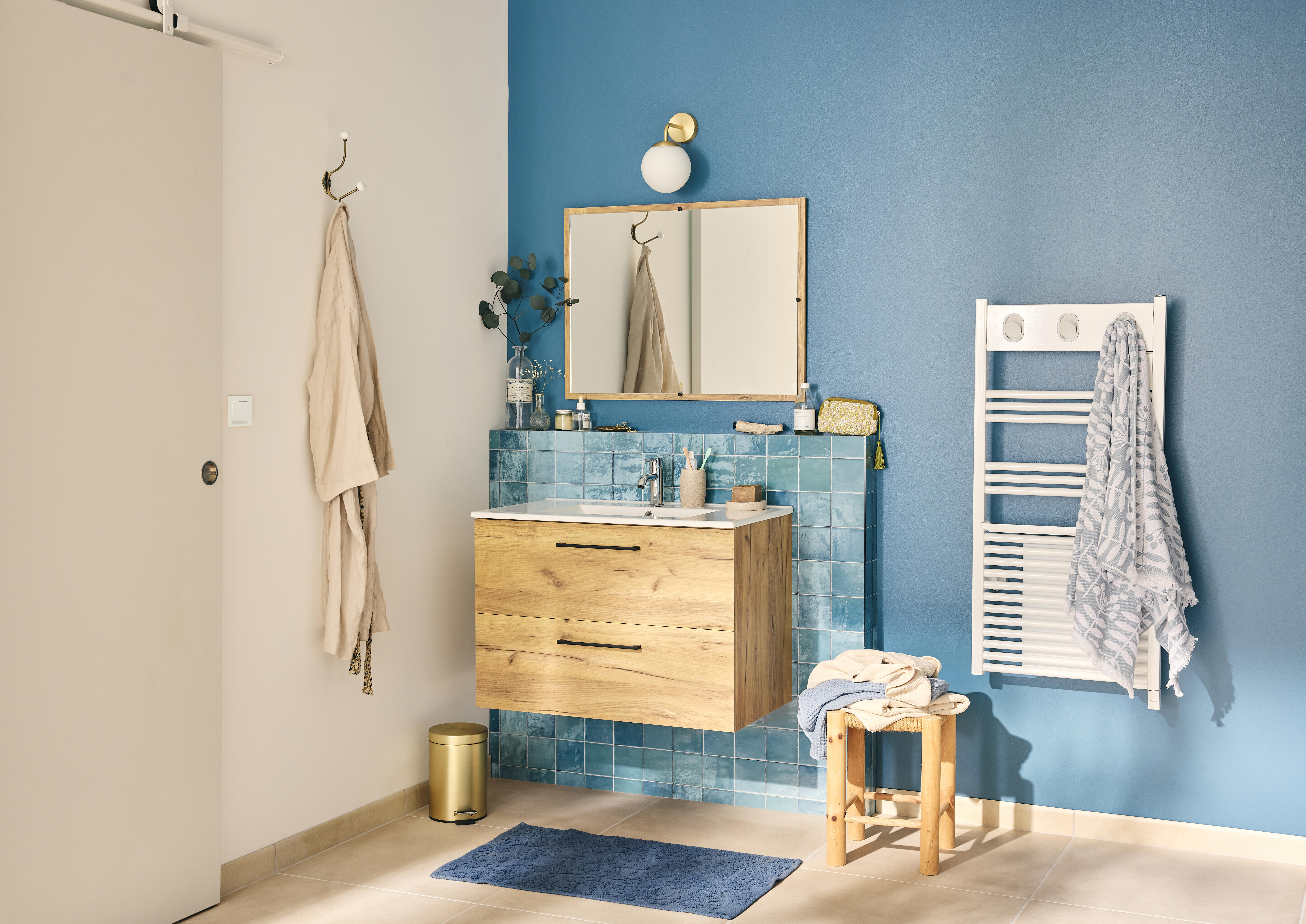 Meuble sous-vasque, Serena L.80cm x H.55cm x P.45cm bois Miroir inclus - 3