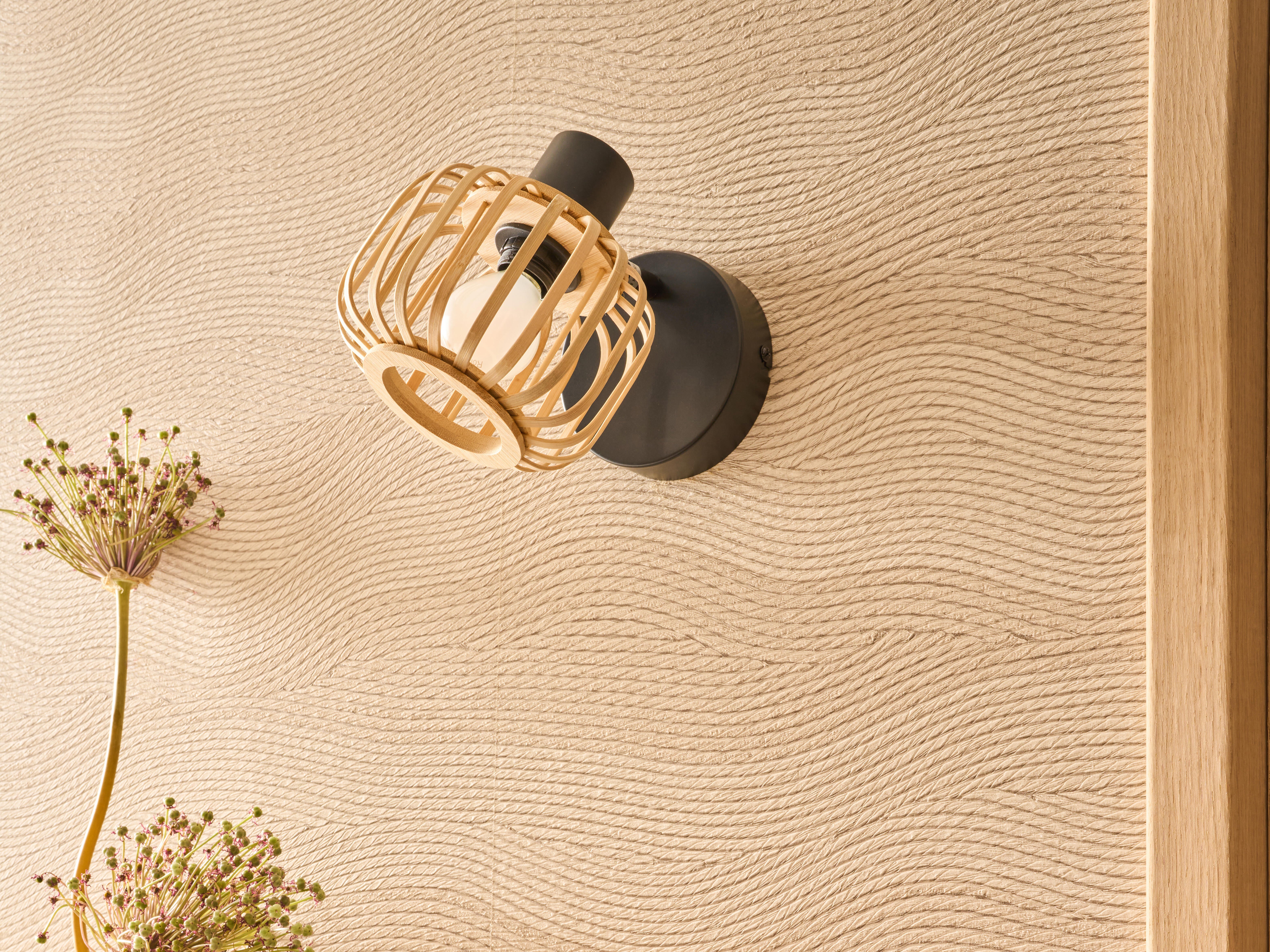 Foco decorativo INSPIRE PECAN E14 1 LÂMPADA METAL MATE PRETO/BAMBU - 13