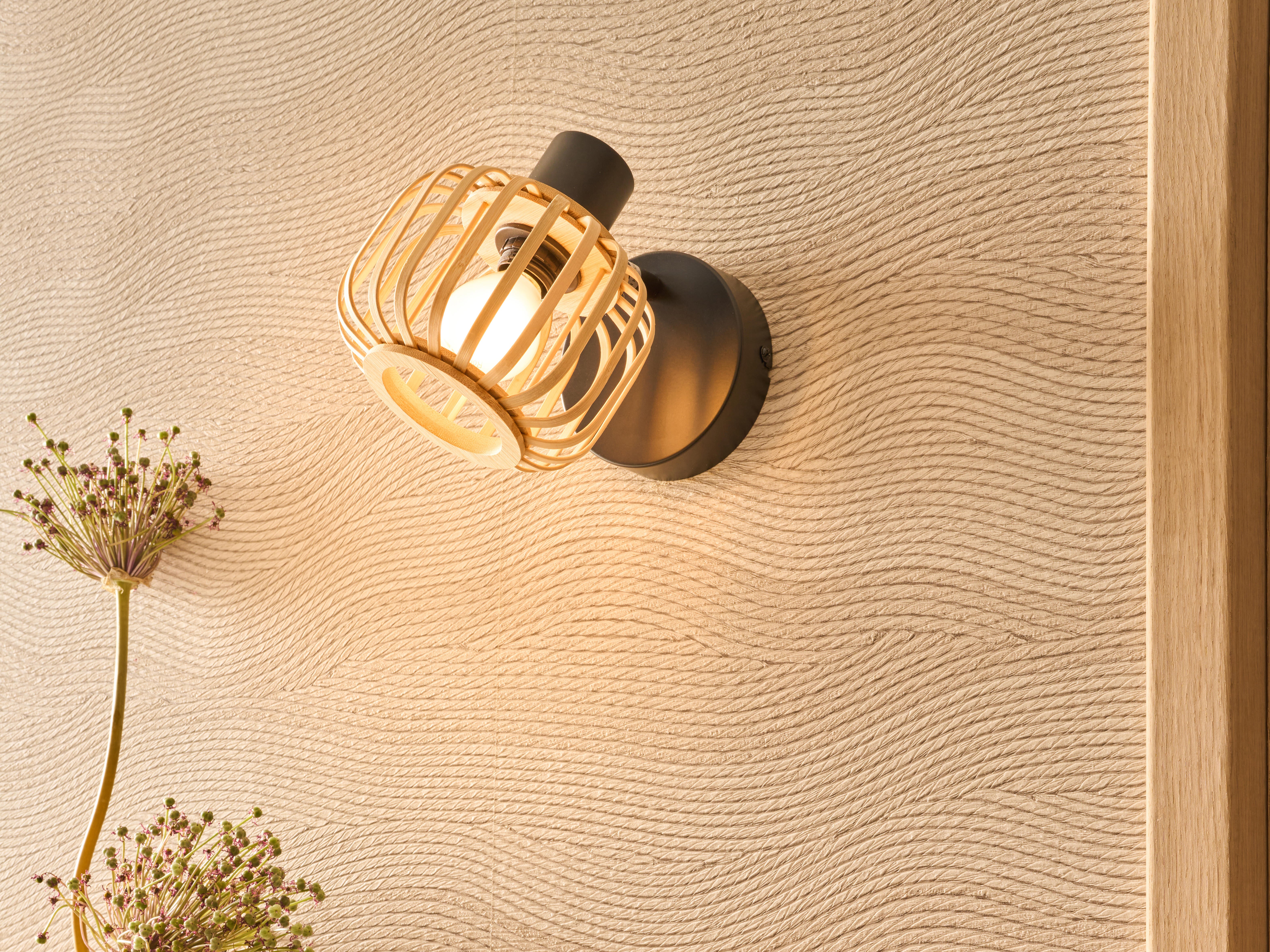 Foco decorativo INSPIRE PECAN E14 1 LÂMPADA METAL MATE PRETO/BAMBU - 4