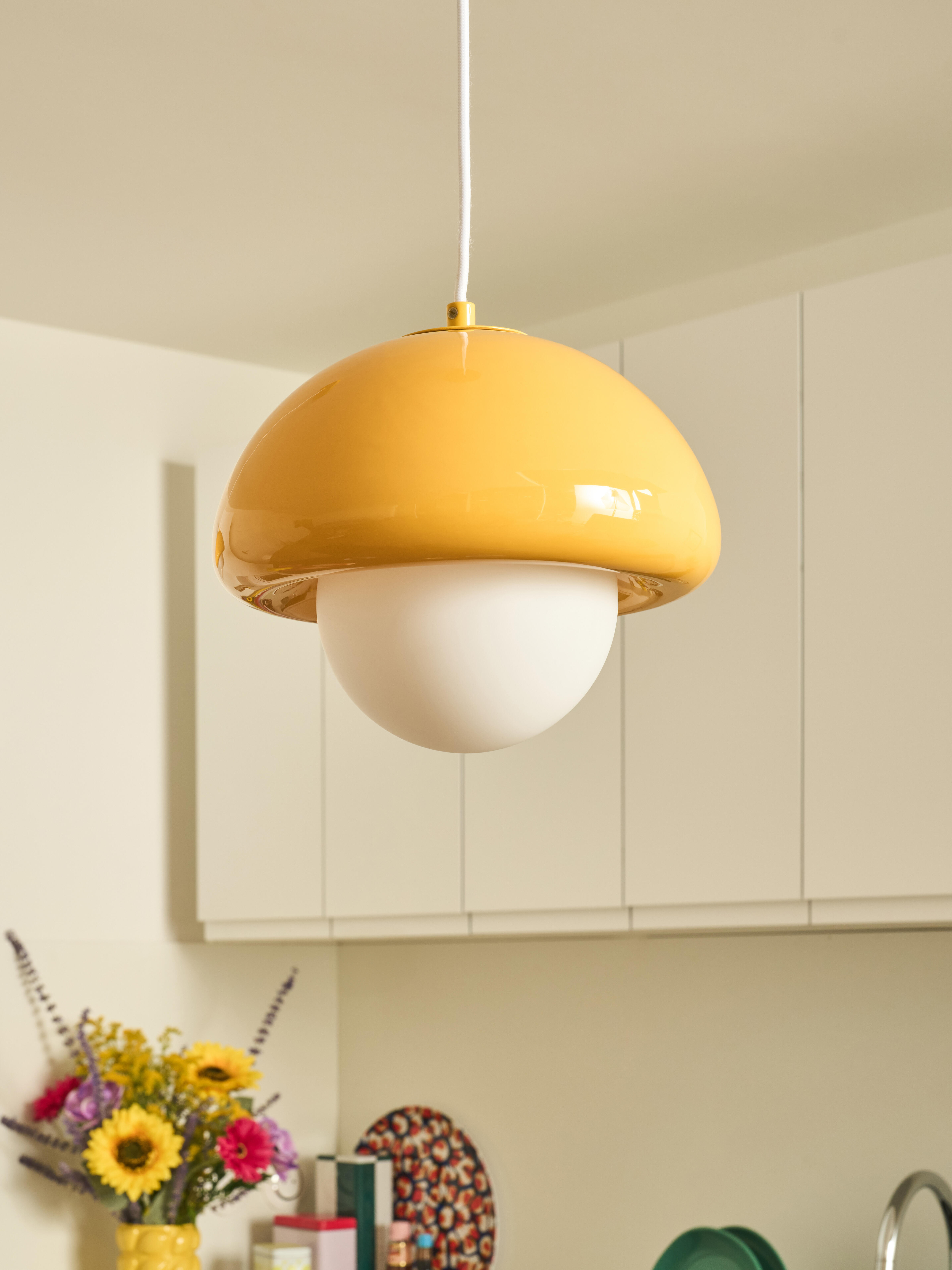 Suspension Pop champi verre, jaune, Diam.25 cm, E27 - 4