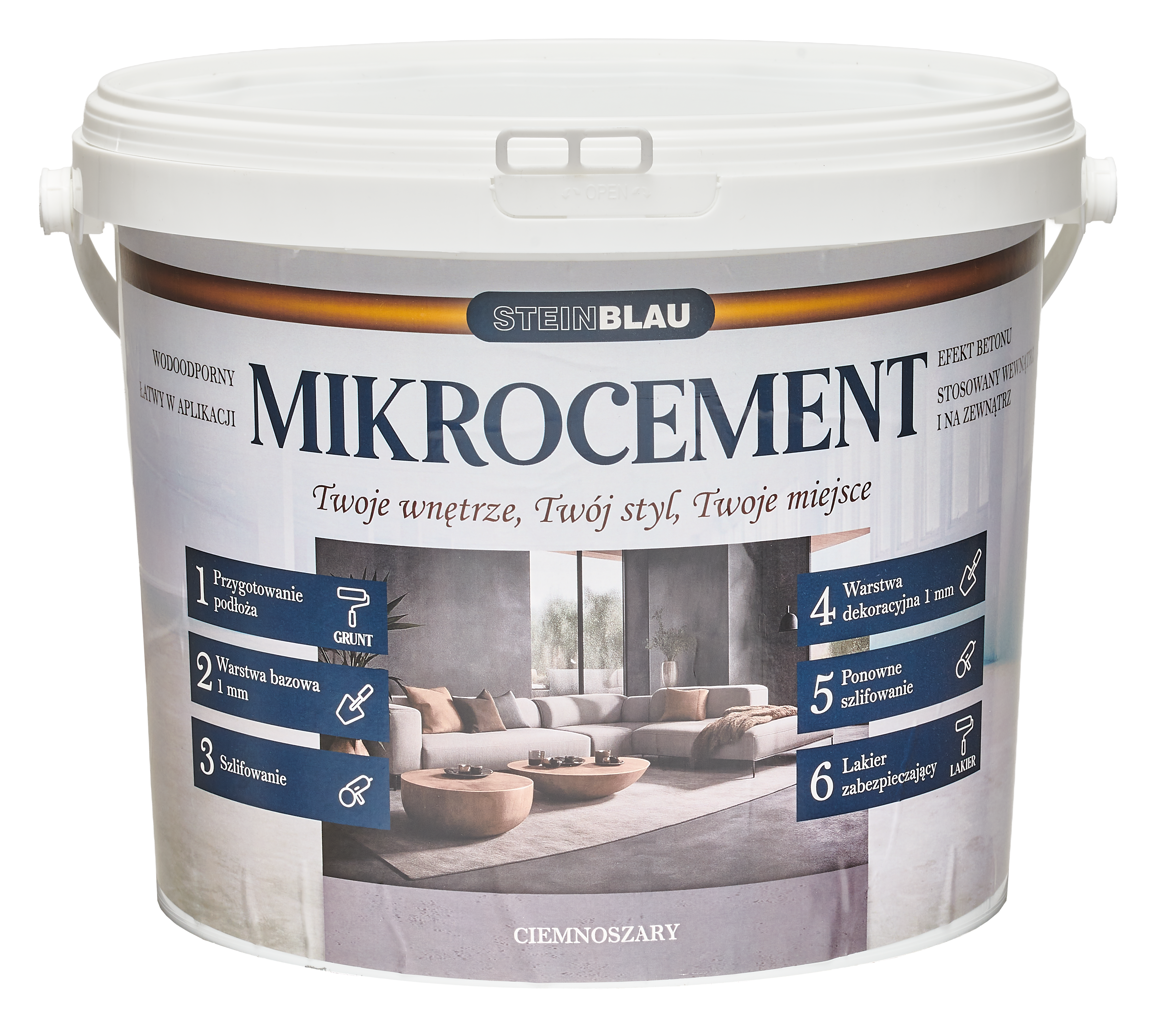 Mikrocement dekoracyjny satynowy ciemny szary 20 kg