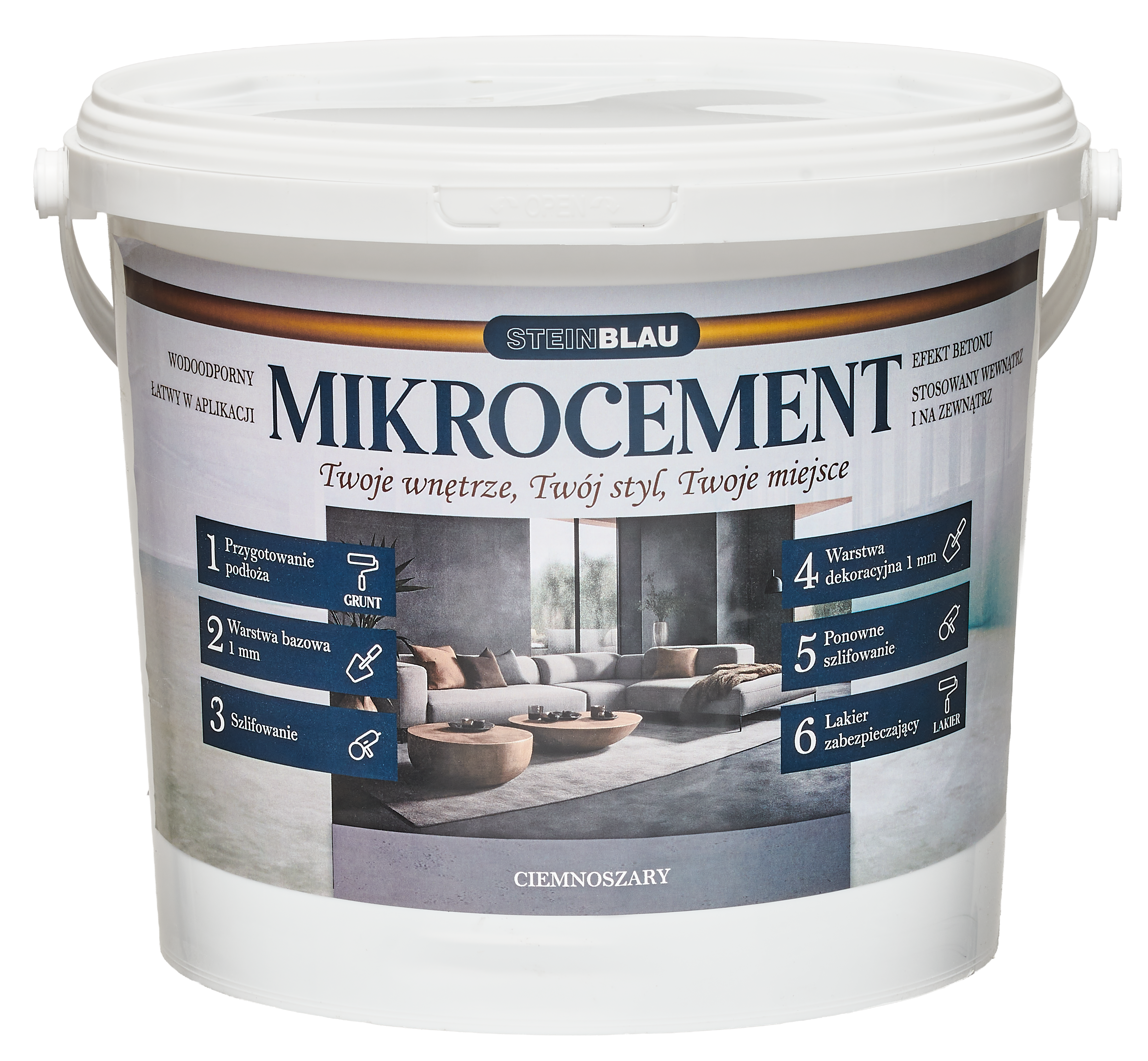 Mikrocement dekoracyjny satynowy ciemny szary 5 kg