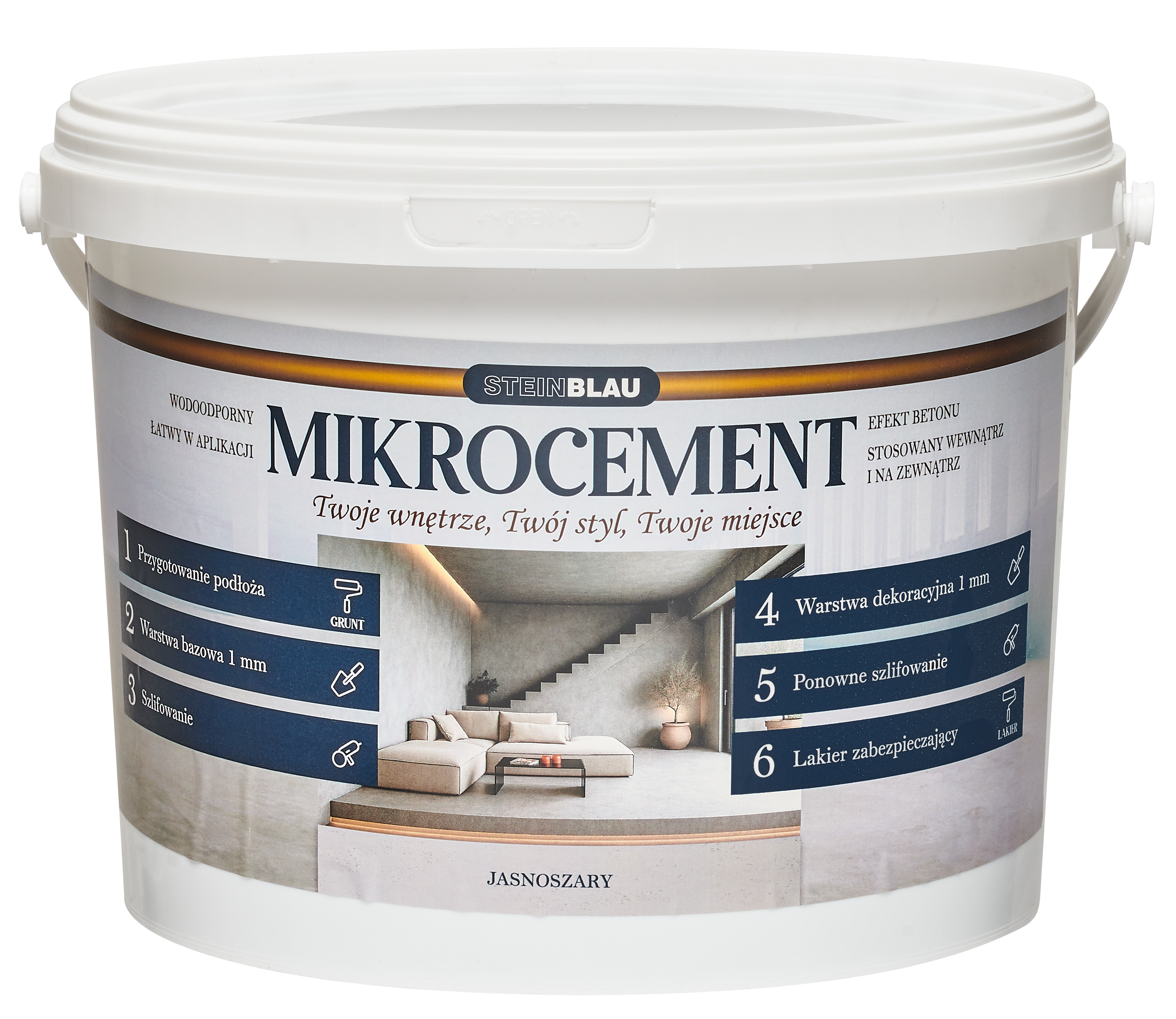 Mikrocement dekoracyjny satynowy jasny szary 10 kg