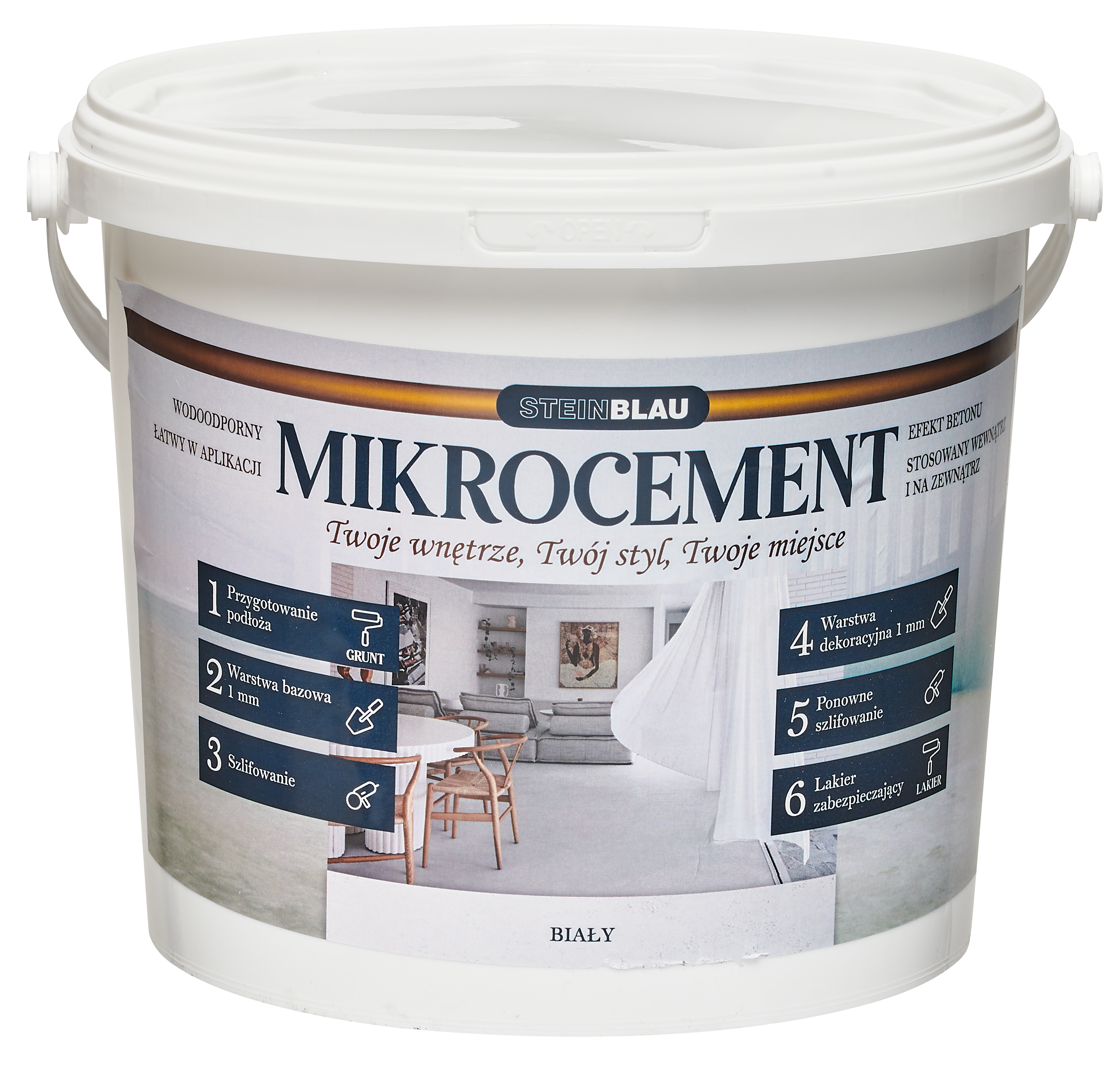 Mikrocement dekoracyjny satynowy biały 5 kg
