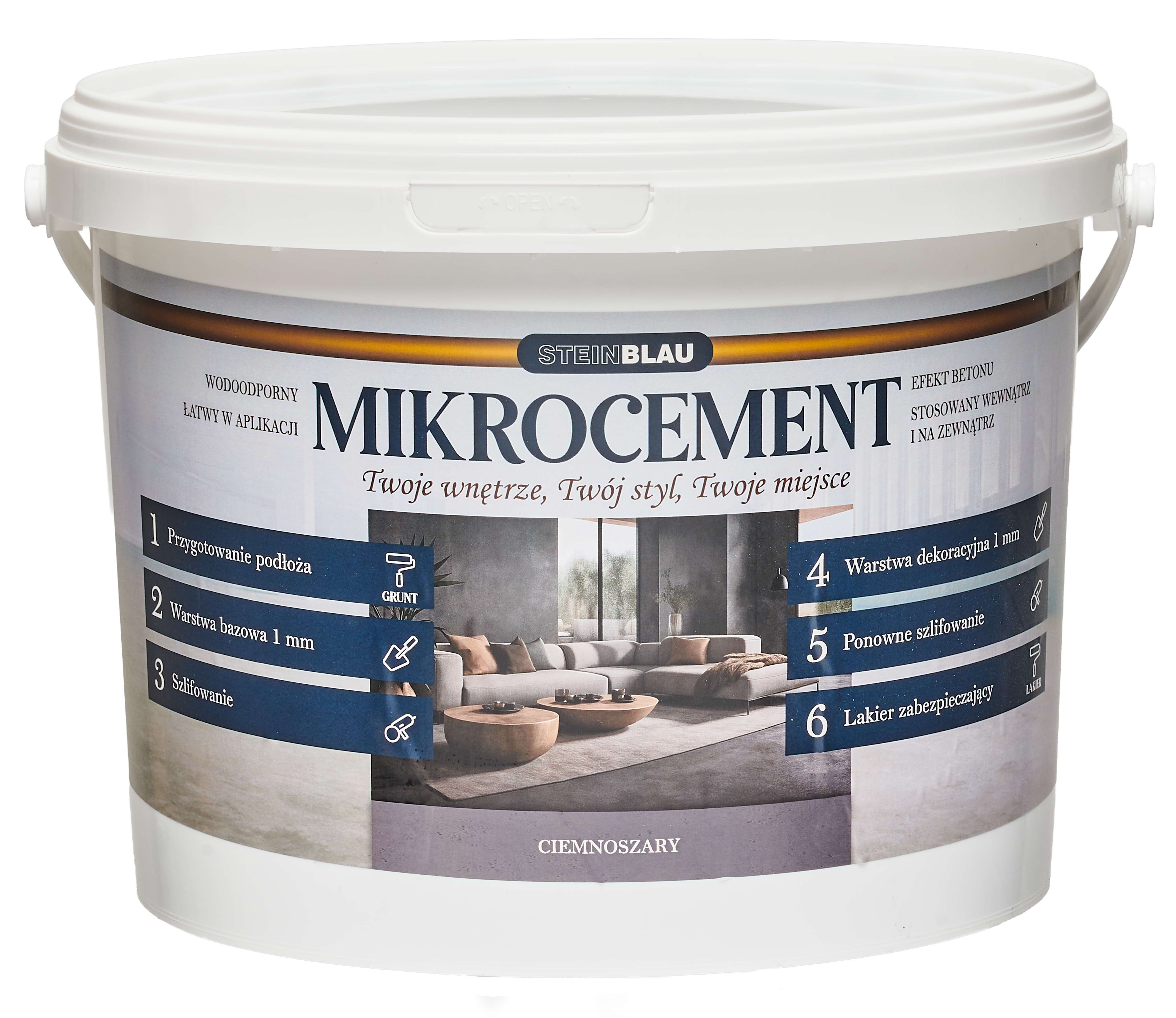 Mikrocement dekoracyjny satynowy ciemny szary 10 kg