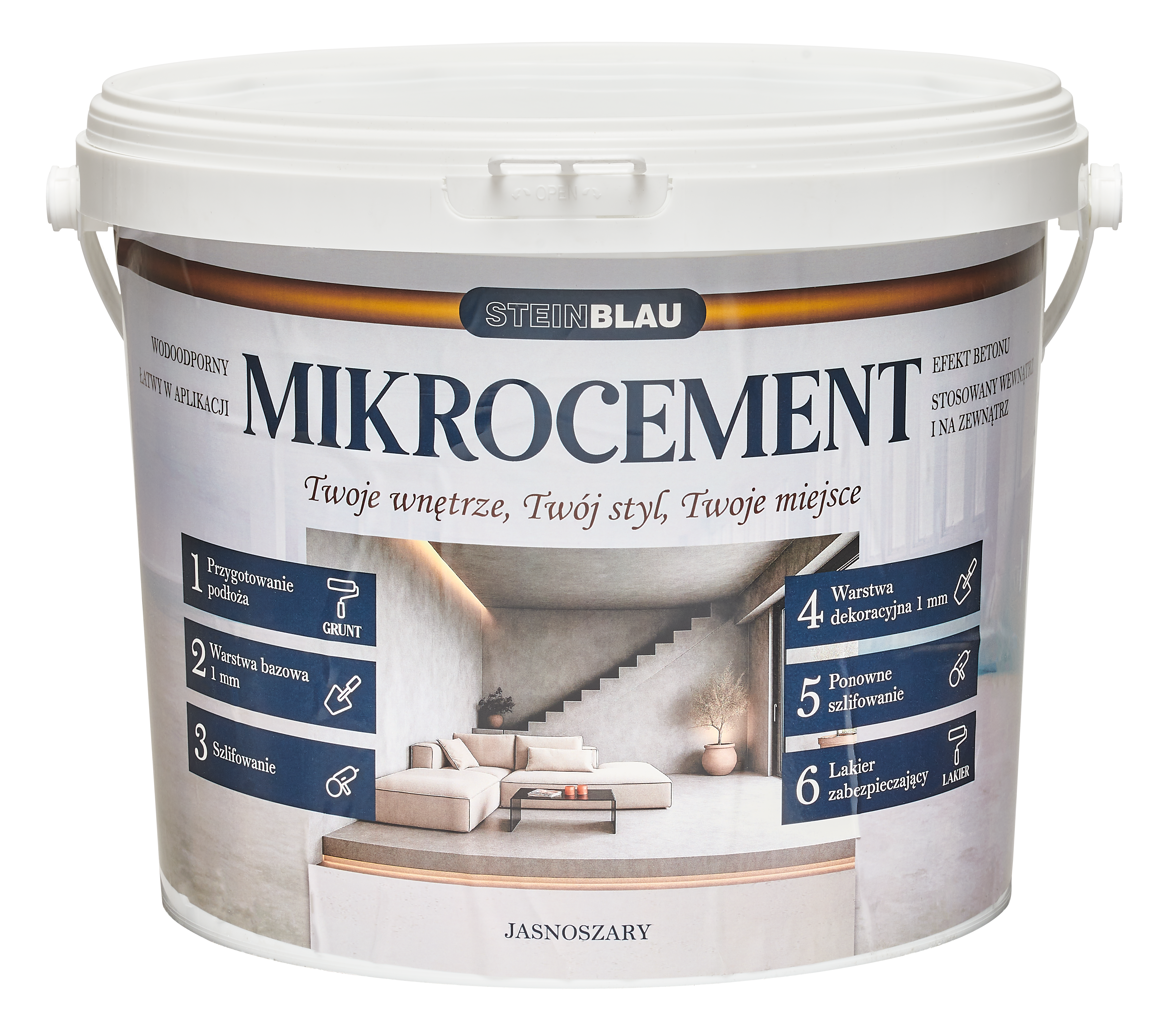 Mikrocement dekoracyjny satynowy jasny szary 20 kg
