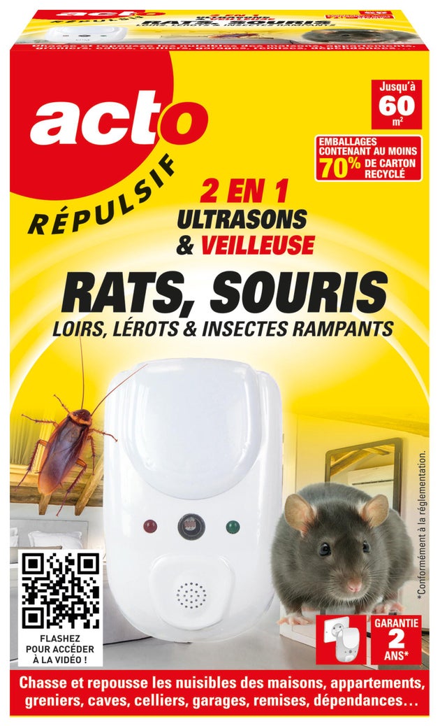 RÉPULSIF RATS, SOURIS, LOIRS, LÉROTS - SPECIAL MURS ET CLOISONS - PROTEGE 60m²