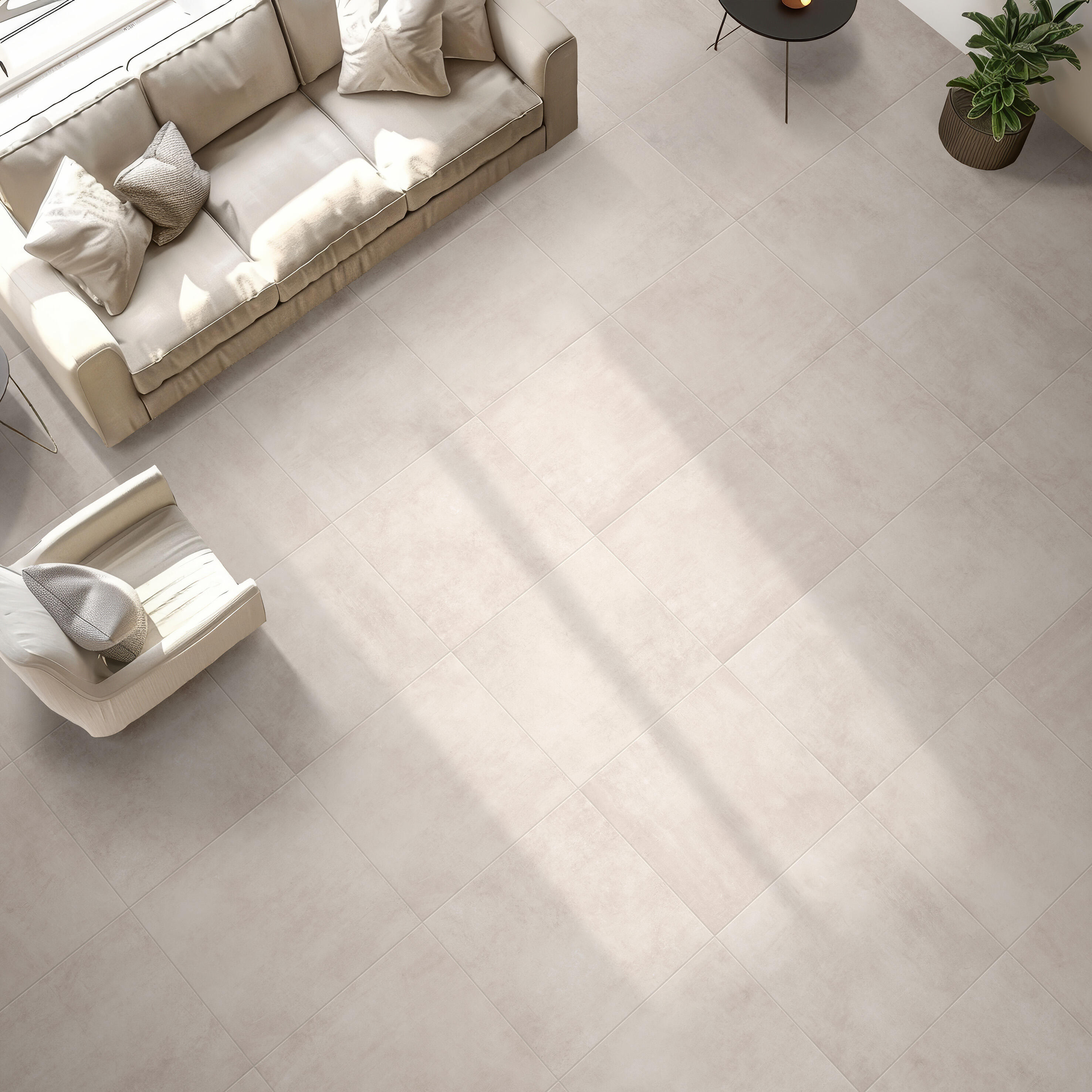 Carrelage sol intérieur / mur intérieur effet béton beige Connect l.60.9 x L.60. - 2