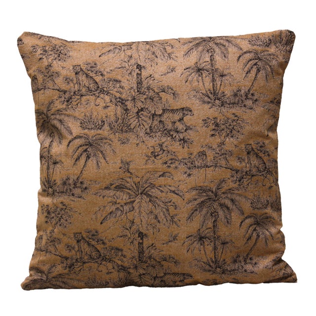Cojín decorativo cuadrado Chennai Hotel jacquard algodón tropical colores naturales doble cara 60x60cm