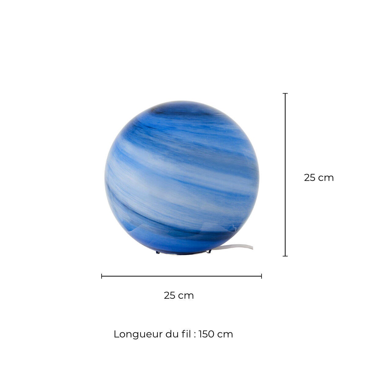 Lampe E27 ASTROLIS, verre, bleu, H. 25cm - 6