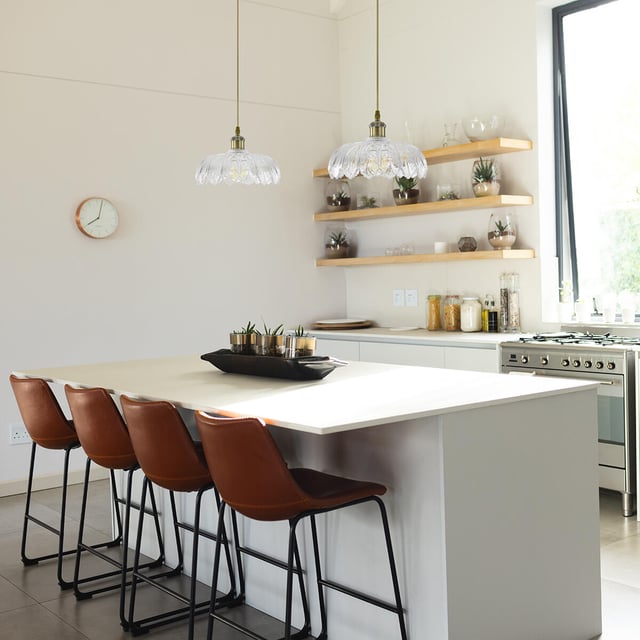 Suspension Petale verre, transparent, l.26 cm, E27