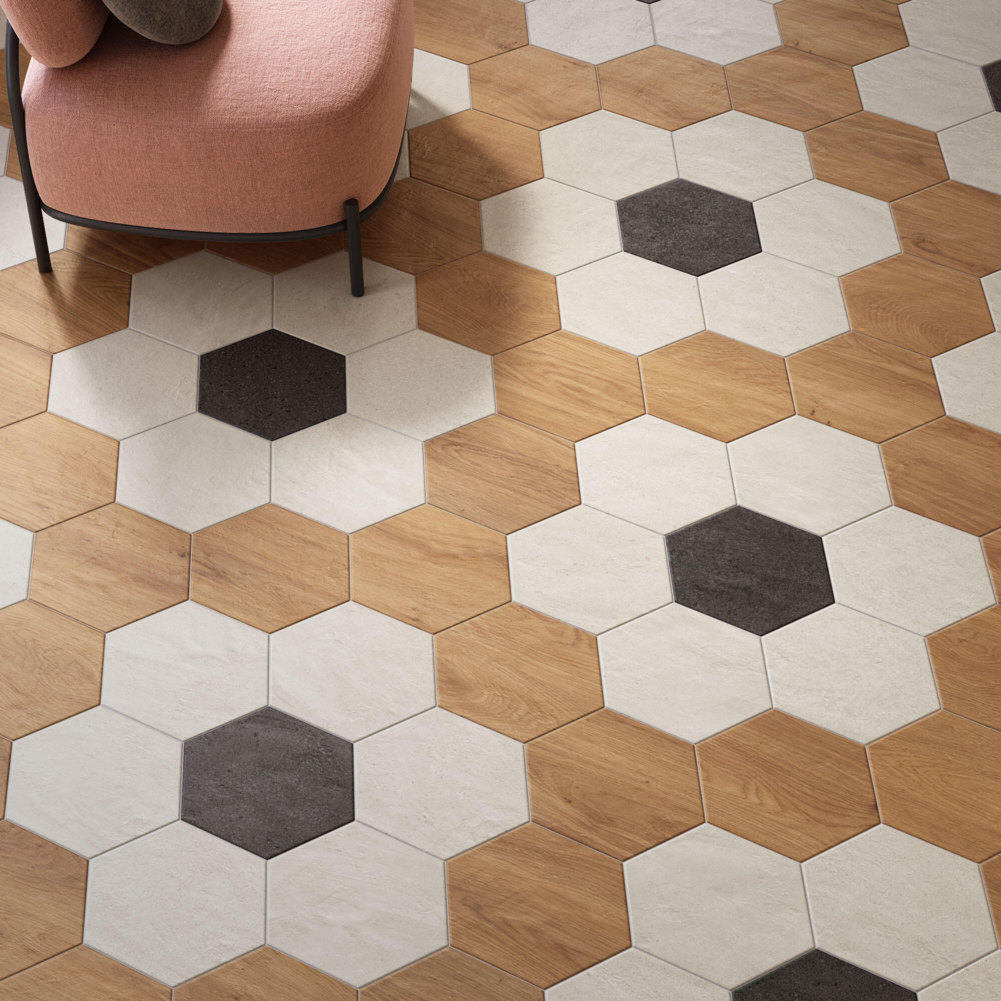 Carrelage sol intérieur effet bois miel Matière l.27 x L.27 cm - 2