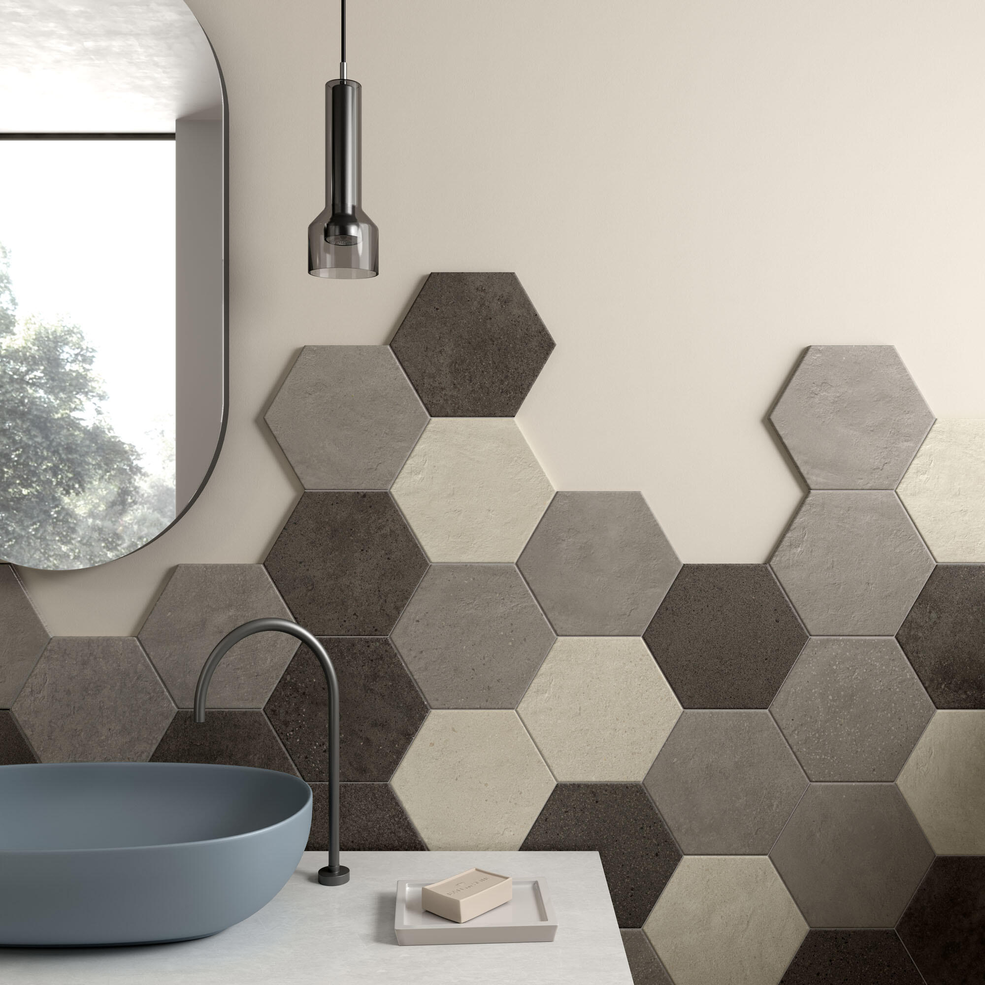 Carrelage sol intérieur/mur intérieur effet béton gris Matiere l.27 x L.27 cm - 5