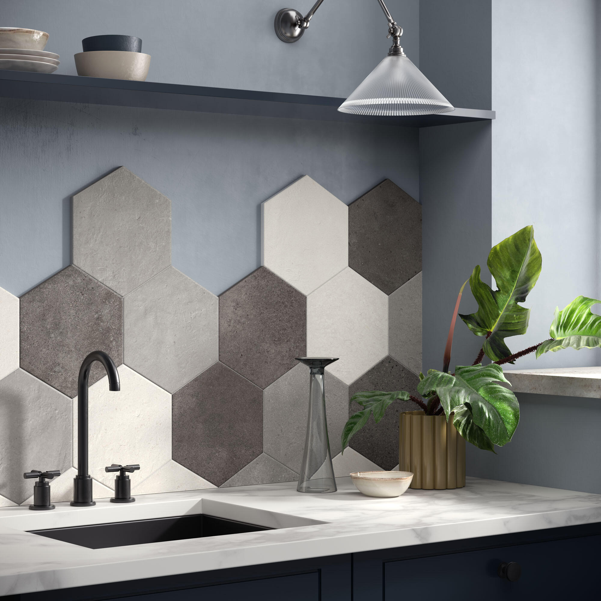 Carrelage sol intérieur/mur intérieur effet béton gris Matiere l.27 x L.27 cm - 4