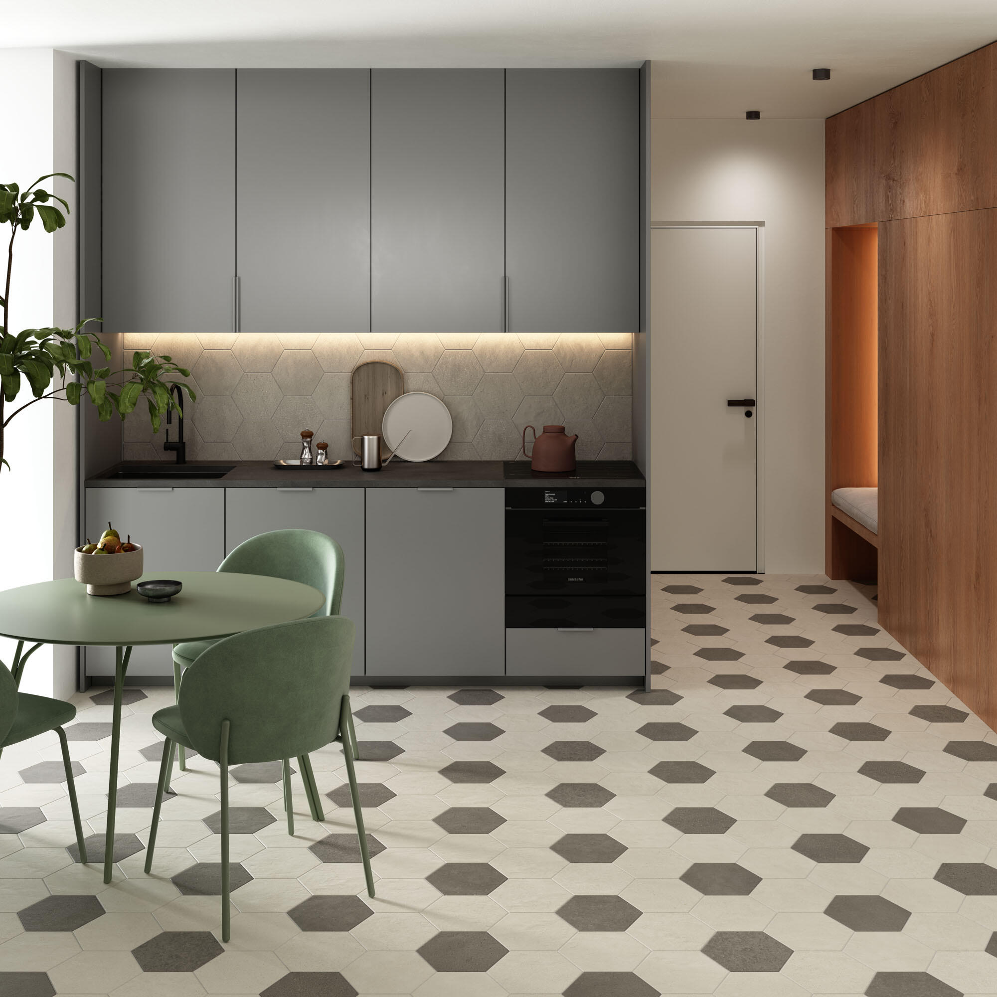 Carrelage sol intérieur/mur intérieur effet béton gris Matiere l.27 x L.27 cm - 3