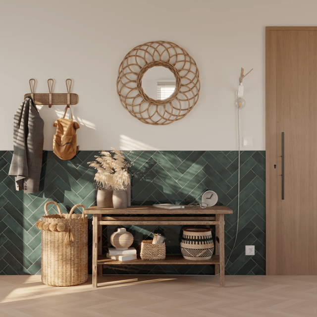 Carrelage mur intérieur Bricklane vert foncé effet zellige L.7.4x L.30.cm ARTENS