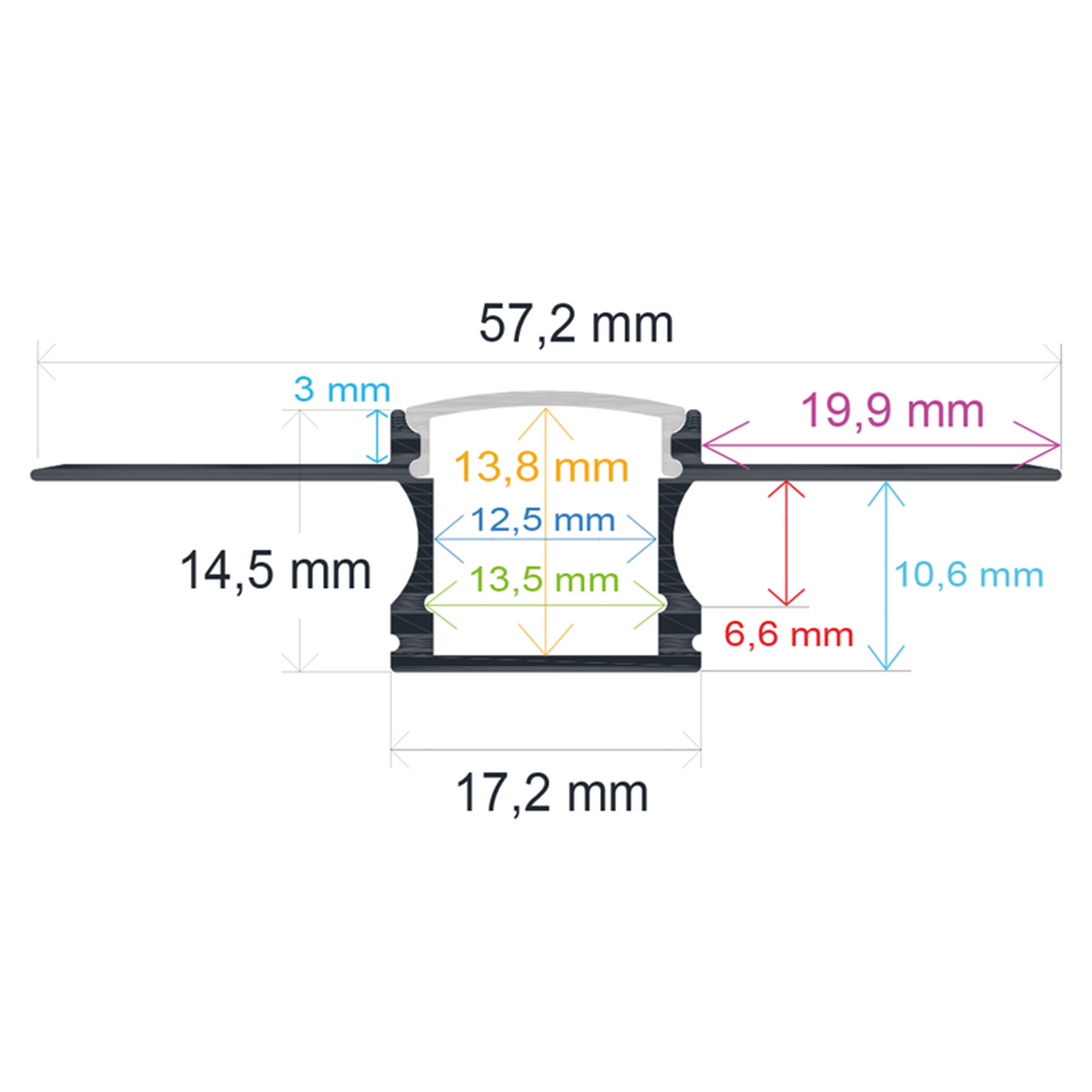 PERFIL TIRA LED DE EMPOTRAR FLEXIBLE ALUMINIO 57X14MM 2M - 2