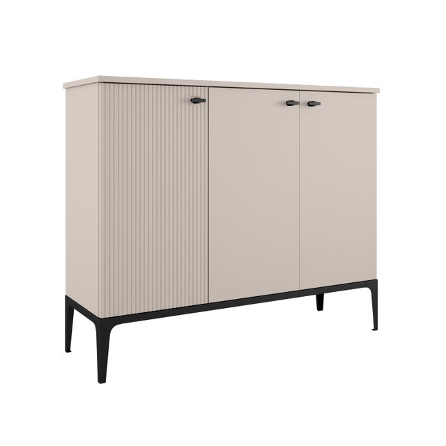 Zapatero con 3 compartimentos para 24 pares en melamina color beige 120x100x39 cm