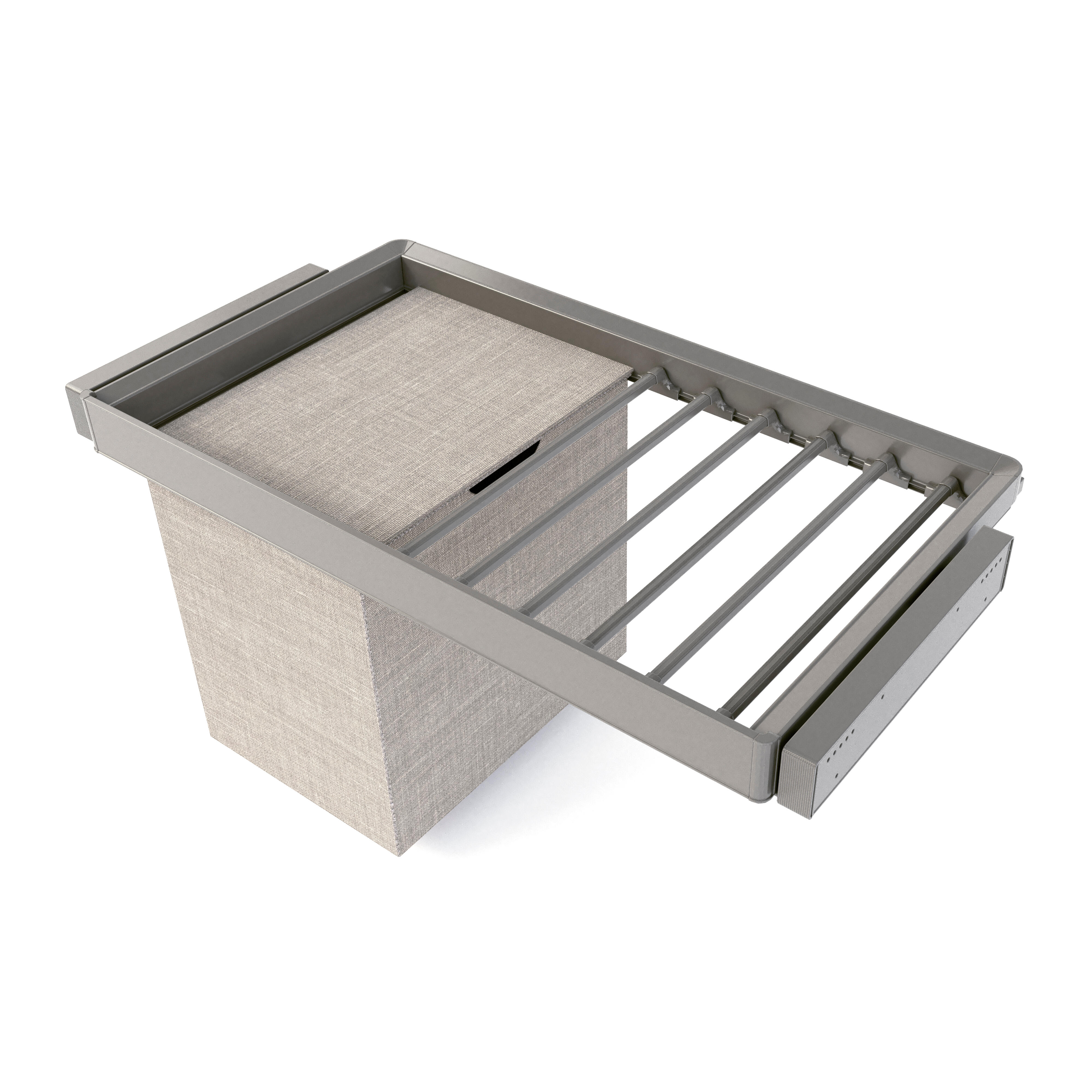 Kit pantalonero para armario emuca quarz regulable 90 cm de anchura con cesto de lavandería