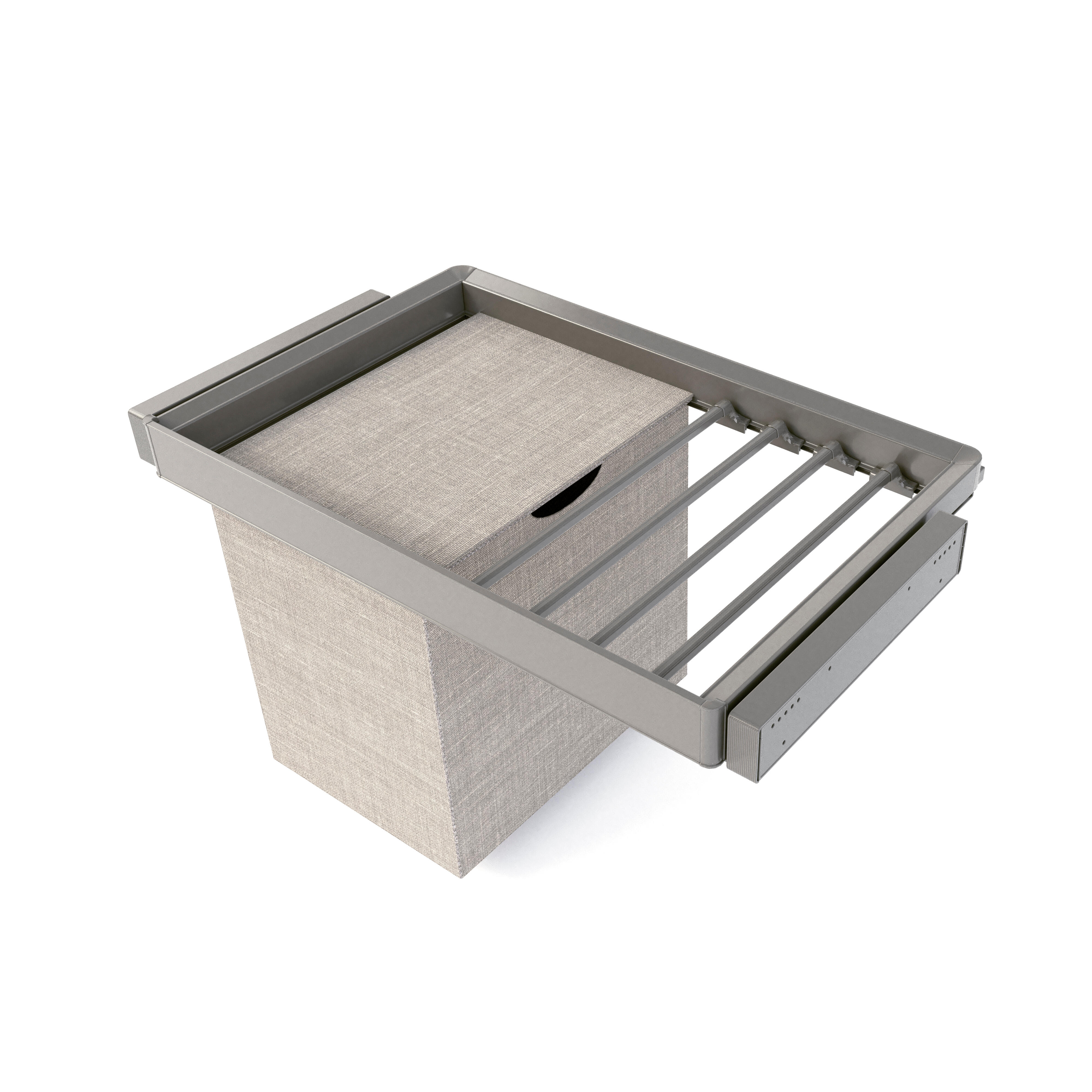 Kit pantalonero para armario emuca quarz regulable 80 cm de anchura con cesto de lavandería