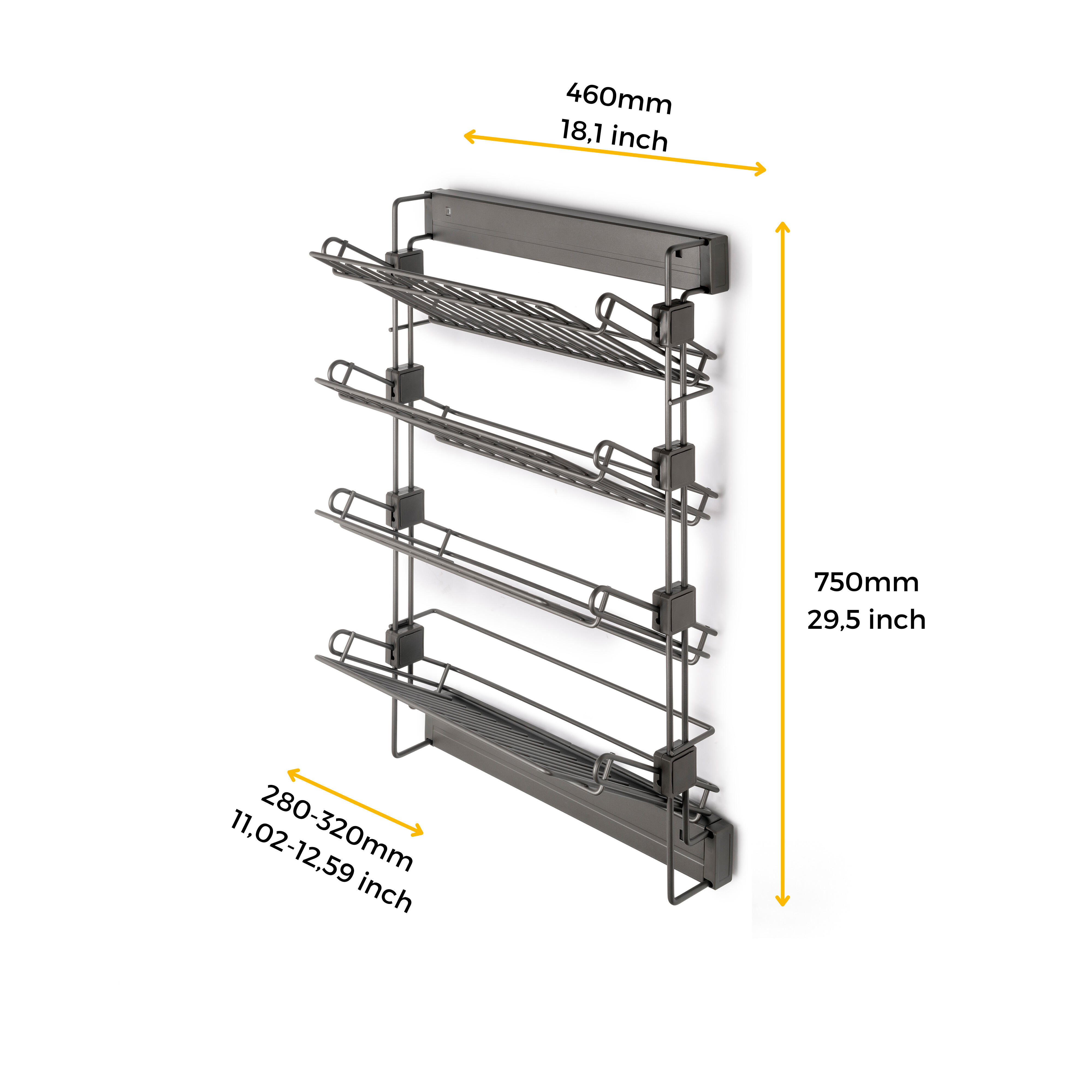 Zapatero extraíble lateral Emuca Quartz inox para 8 pares 28-32x75x46 cm - 7