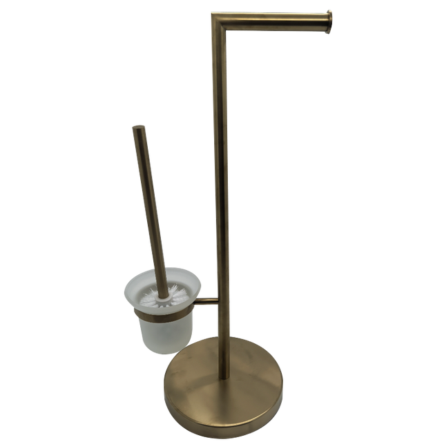 ESCOBILLERO+PORTARROLLOS ORO CEPILLADO