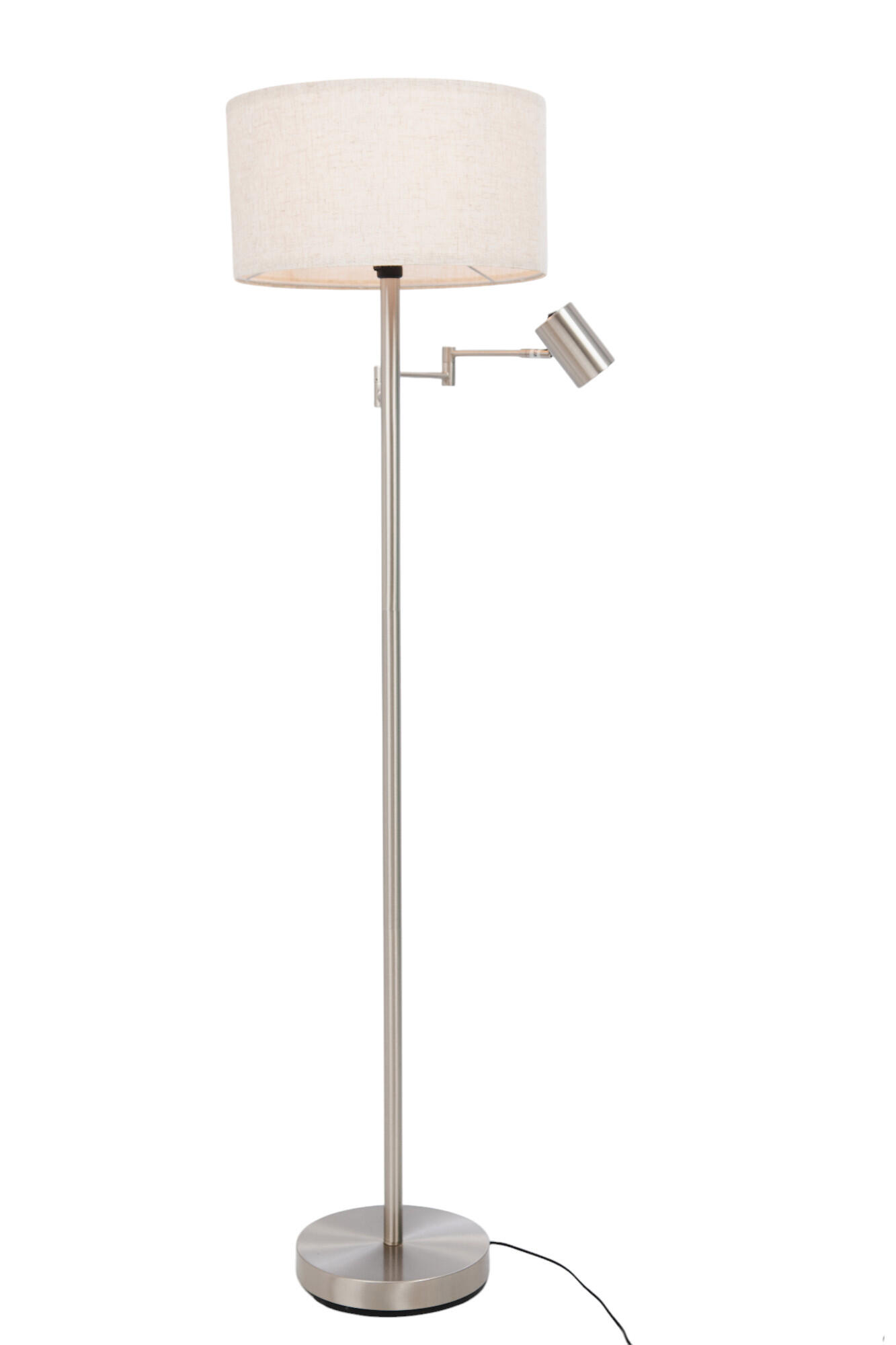 Lámpara de pie con luz de lectura e27 y gu10 plata 150 cm de alto