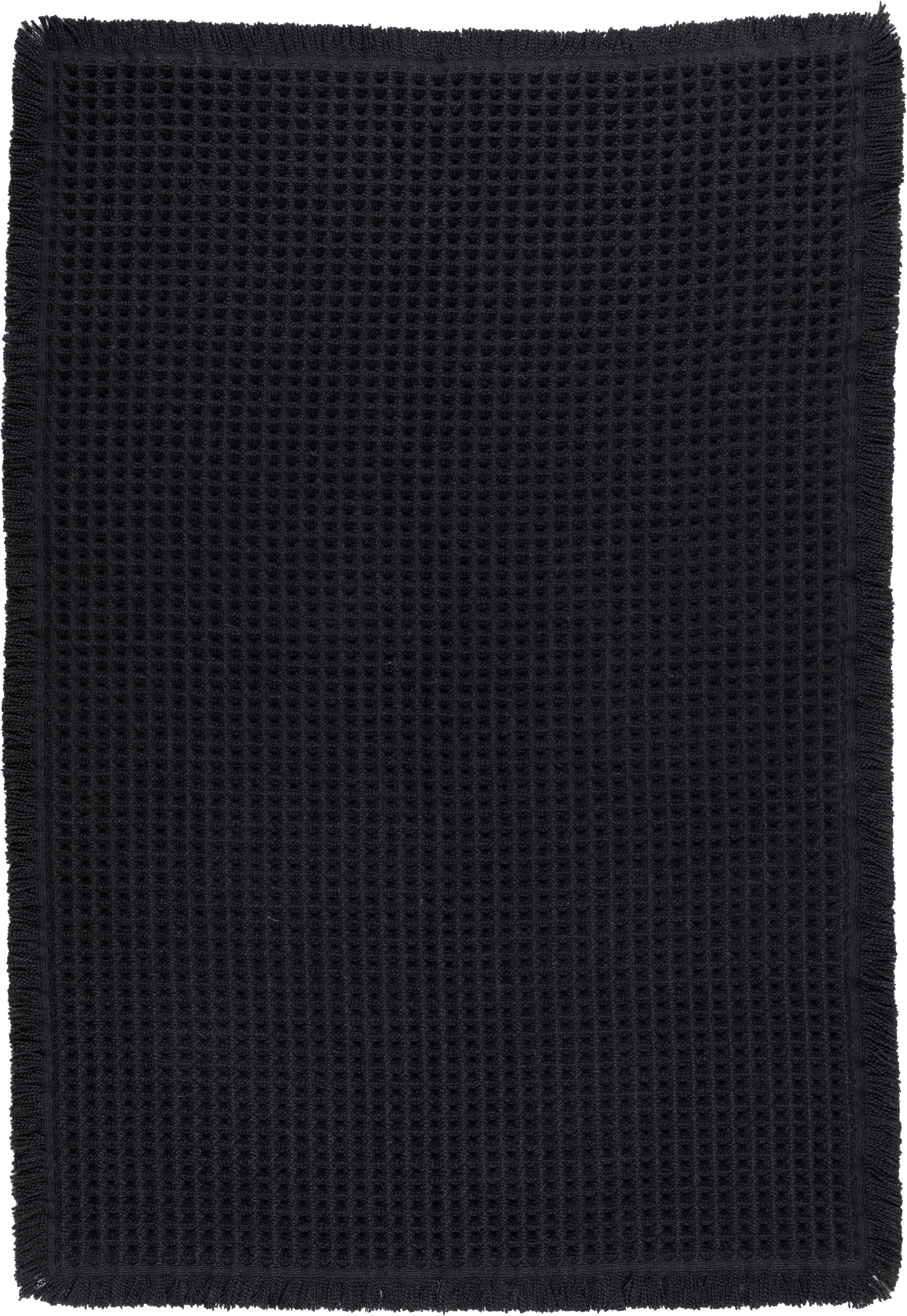 Dywan z frędzlami Waffle czarny 45 x 75 cm