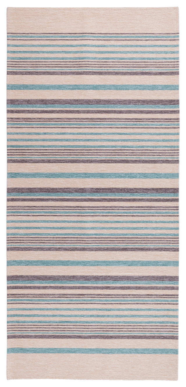 Chodnik dywanowy Laos Chenille Paski beżowo-turkusowy 65 x 160 cm