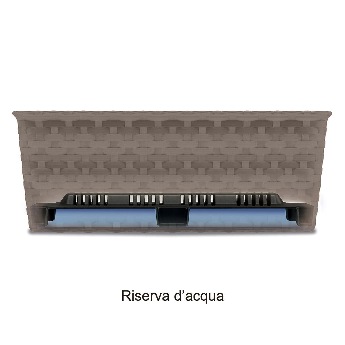 Vaso autoirrigante STEFANPLAST in polipropilene grigio H 16 x L 50 x P 18 cm - 3