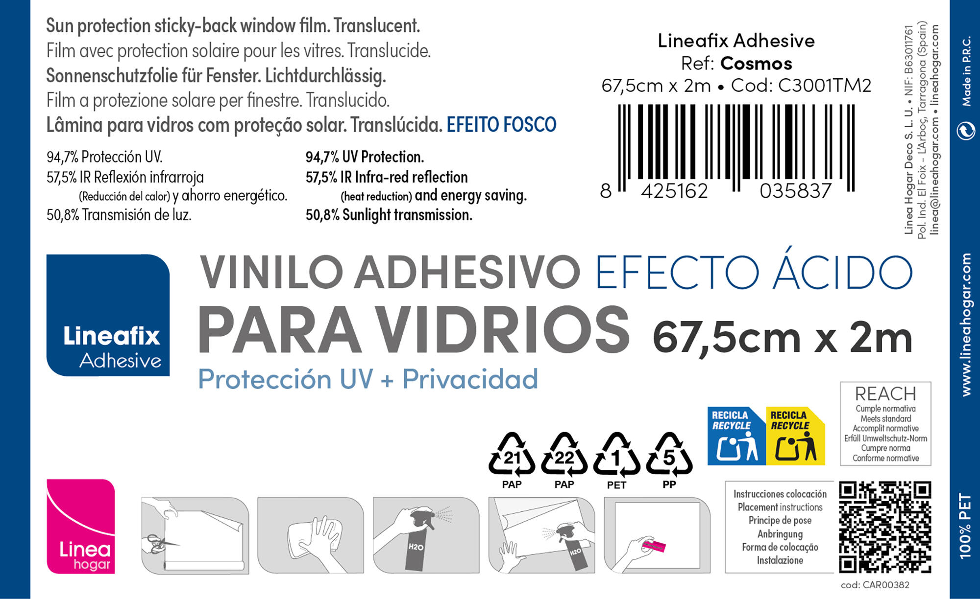 Película para vidro 70CMX2M COSMOS PROTEÇÃO UV - 13