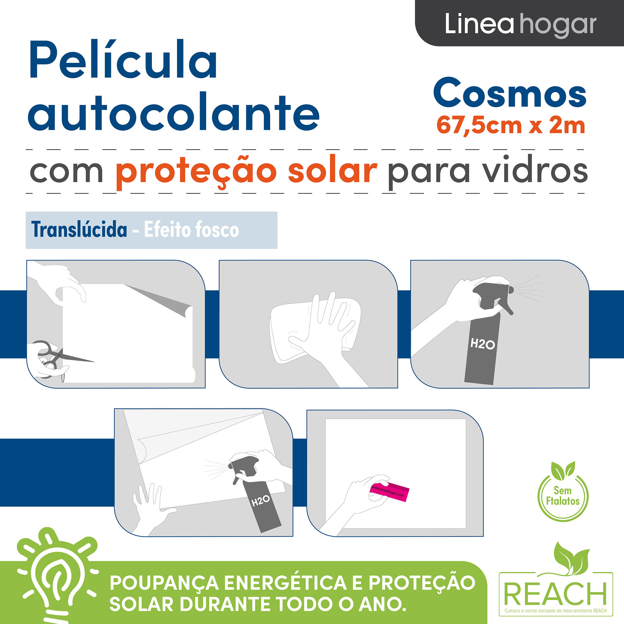 Película para vidro 70CMX2M COSMOS PROTEÇÃO UV - 8