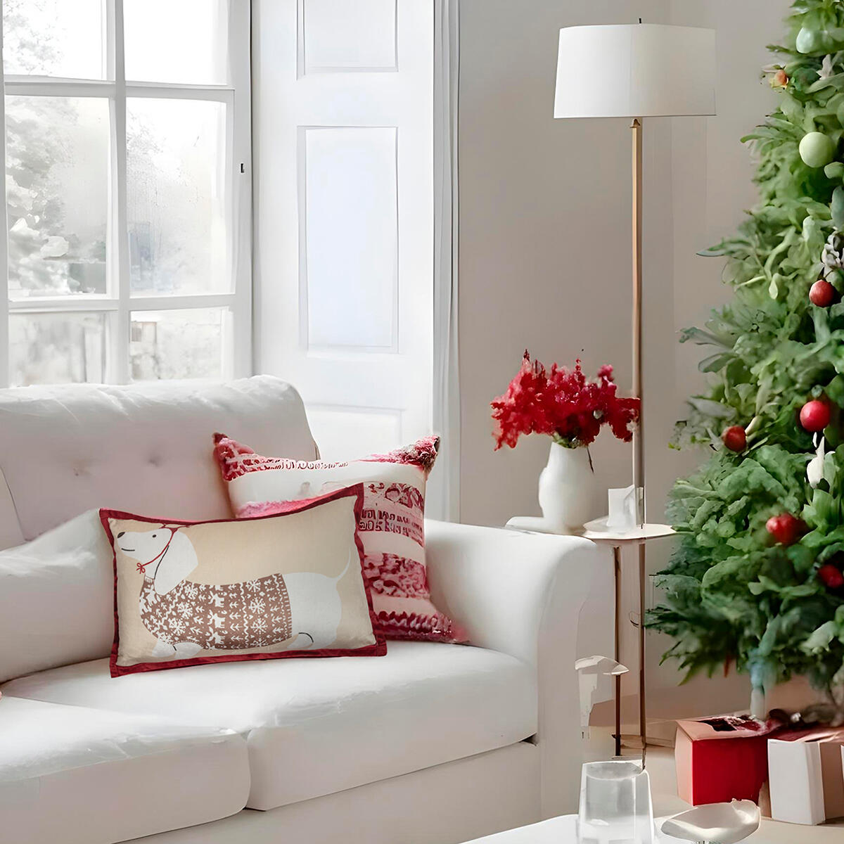 Almofada Christmas dog 30x50cm bege - 4