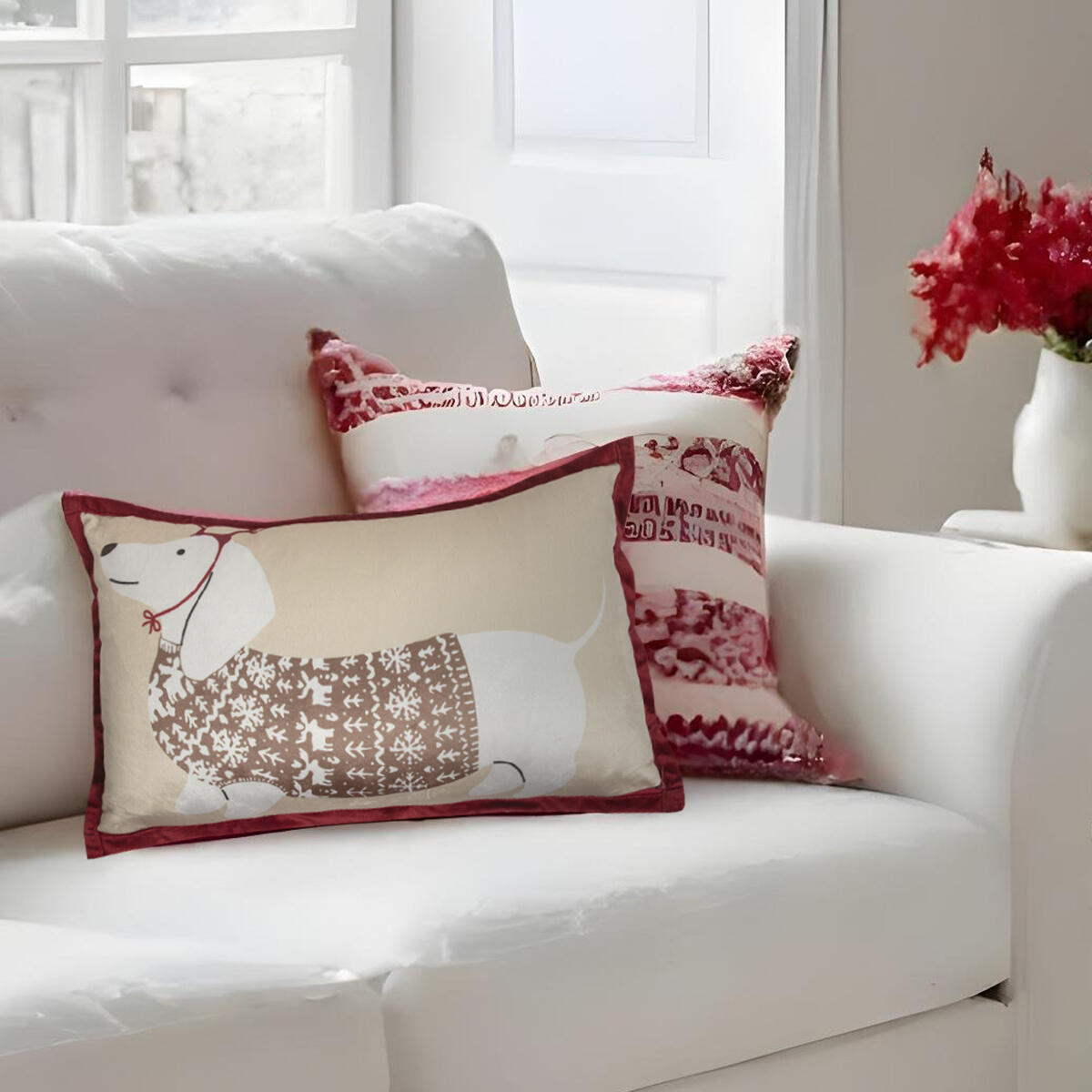 Almofada Christmas dog 30x50cm bege - 3