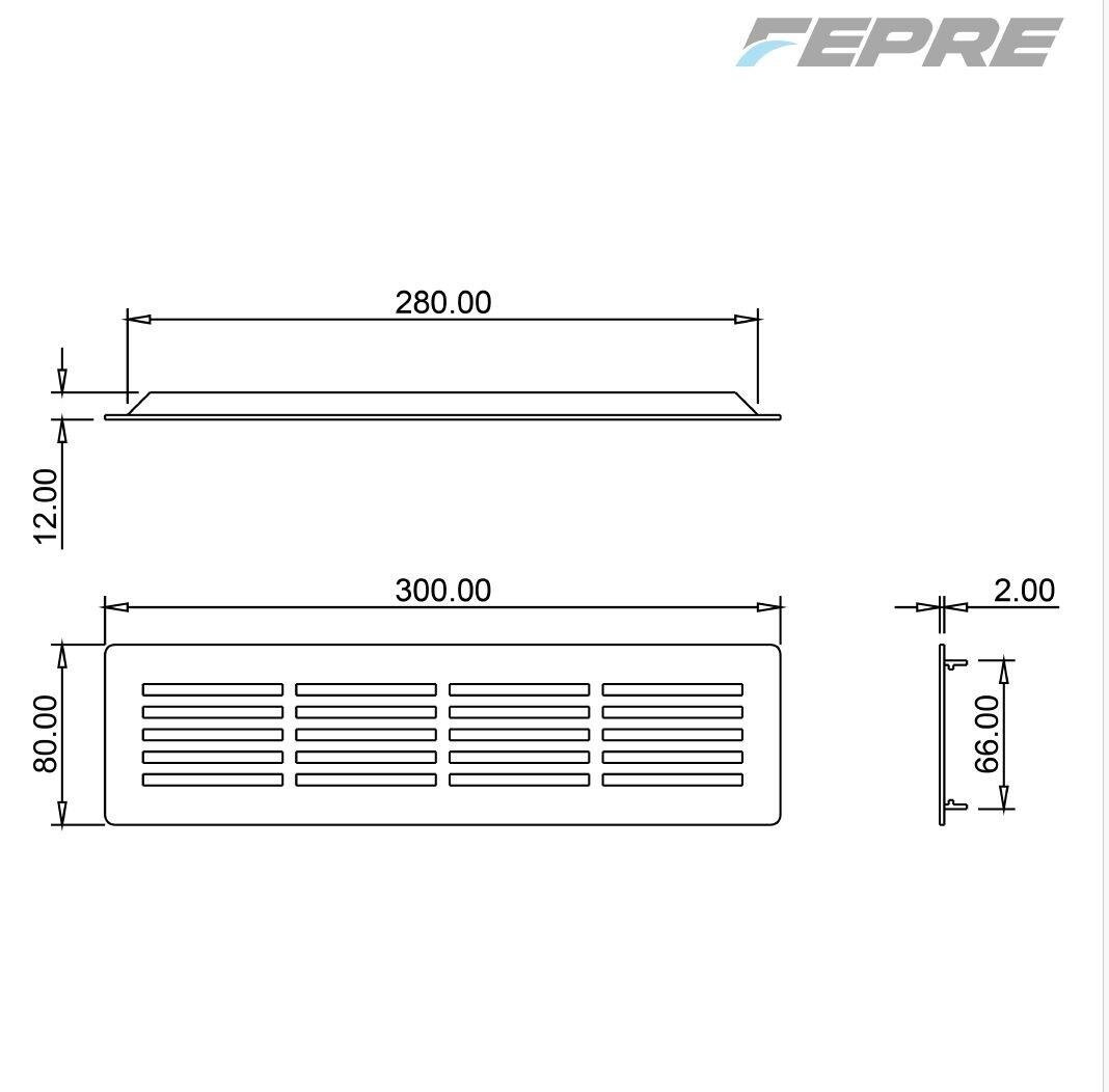 Grelha de ventilação 6X30CM PRATA - 3
