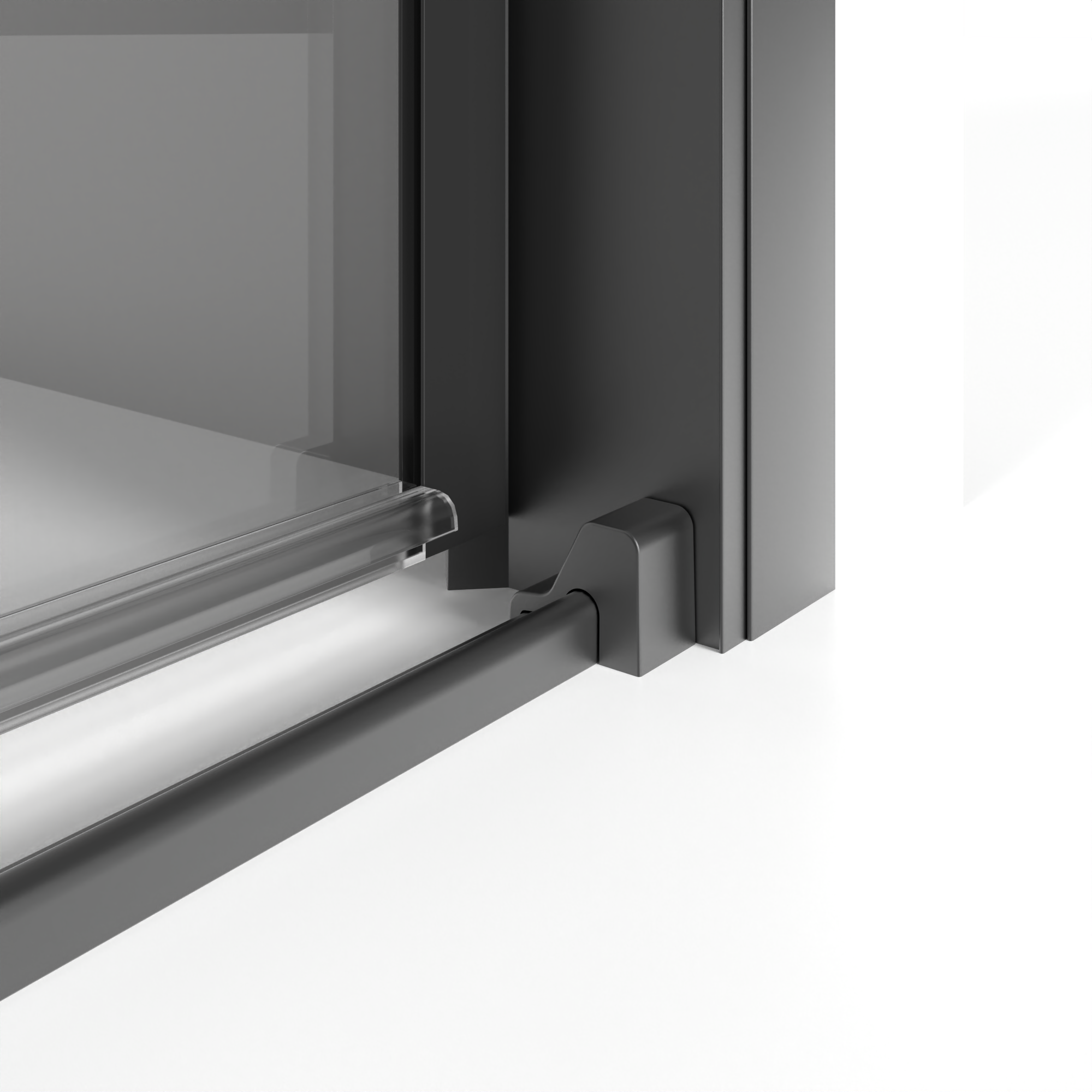 Mampara de ducha corredera 1 hoja fija + 1 puerta corredera. Perfil aluminio negro. Ancho adaptable (119-121.5)x195 cm Cristal templado de seguridad ahumado 5mm. Cierre magnético. Sin guía inferior - 6