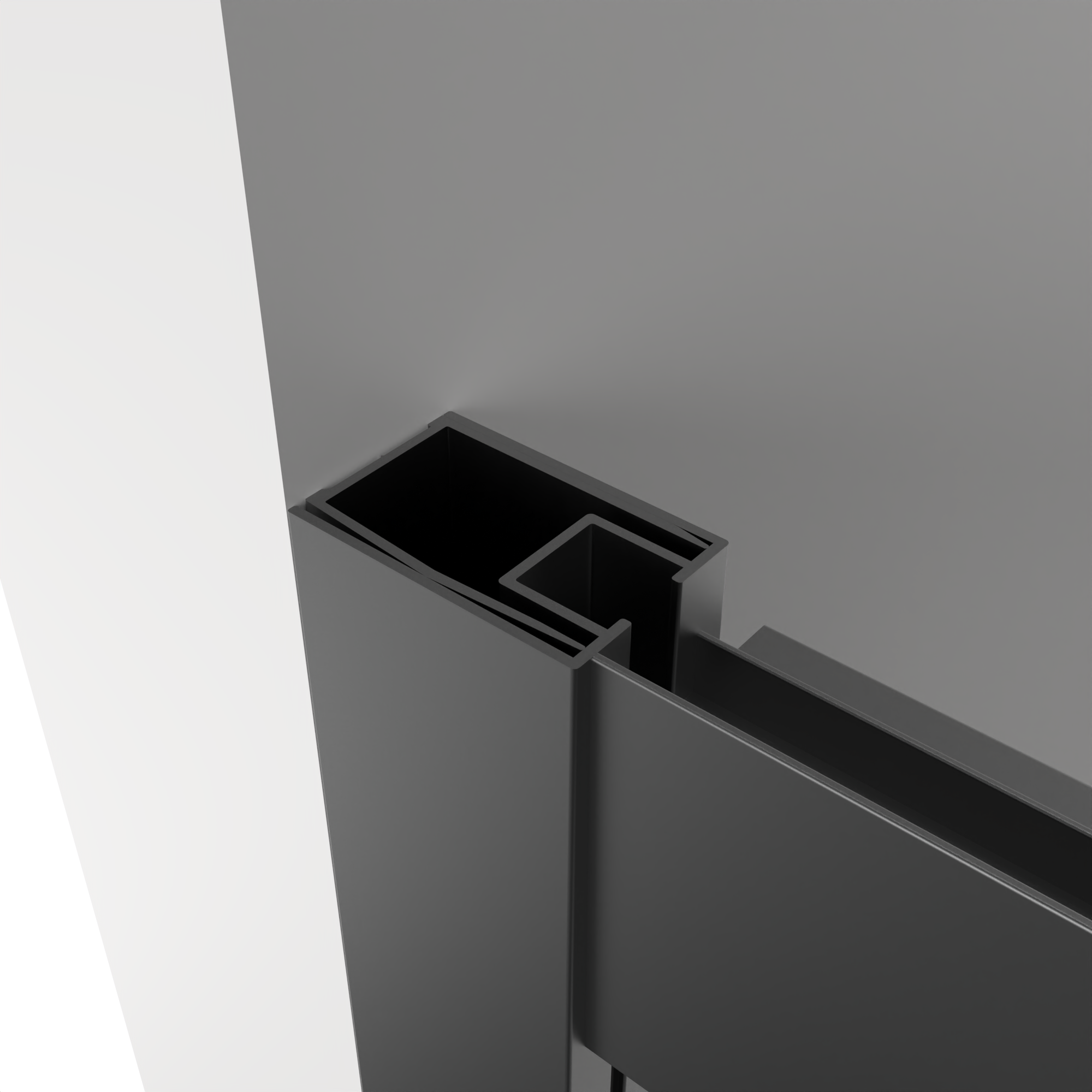 Mampara de ducha corredera 1 hoja fija + 1 puerta corredera. Perfil aluminio negro. Ancho adaptable (119-121.5)x195 cm Cristal templado de seguridad ahumado 5mm. Cierre magnético. Sin guía inferior - 5