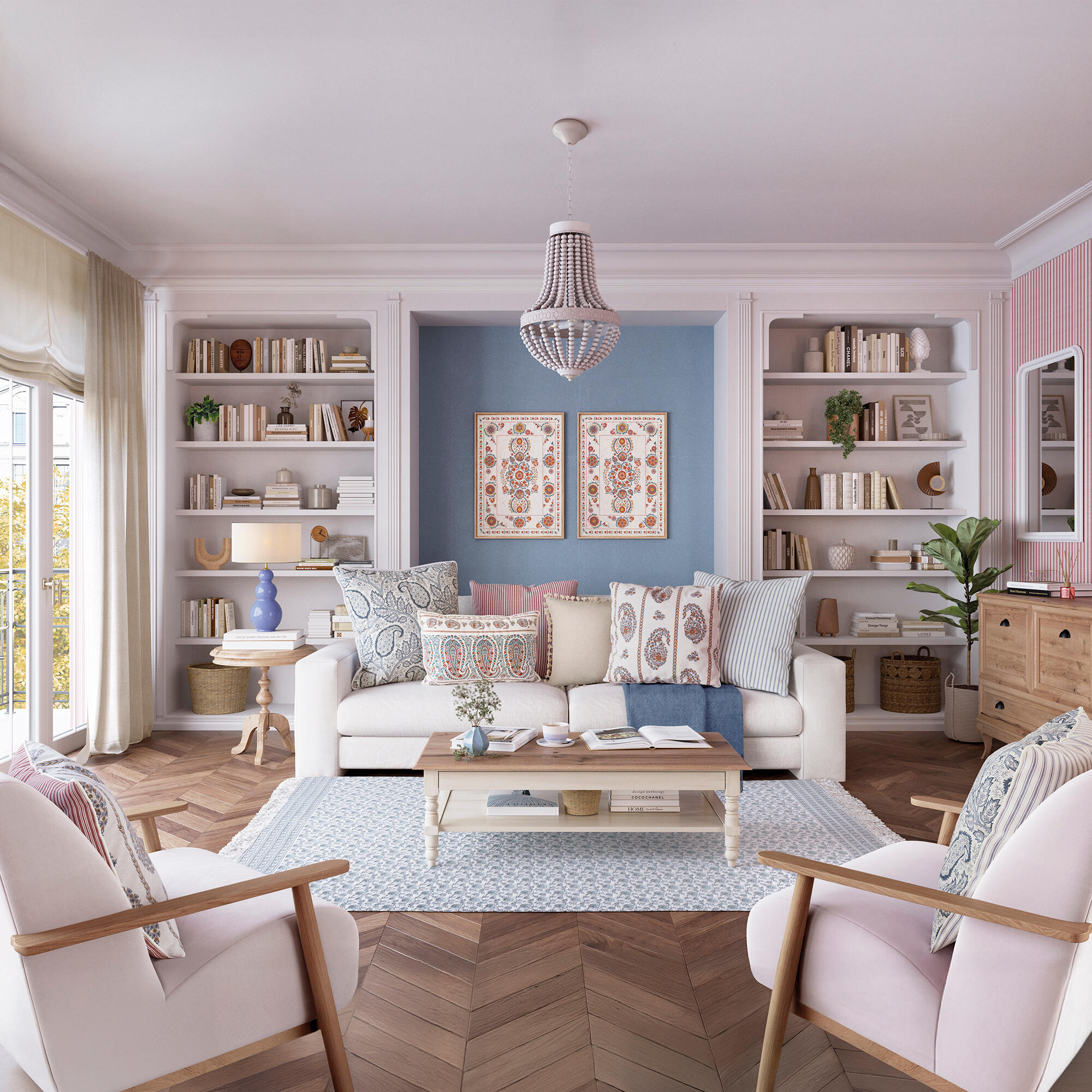 Lámpara de mesa compatible con casquillo E27 Isabella XTRELAMP con estructura cerámica azul pantalla blanca de lino alimentación a red - 8