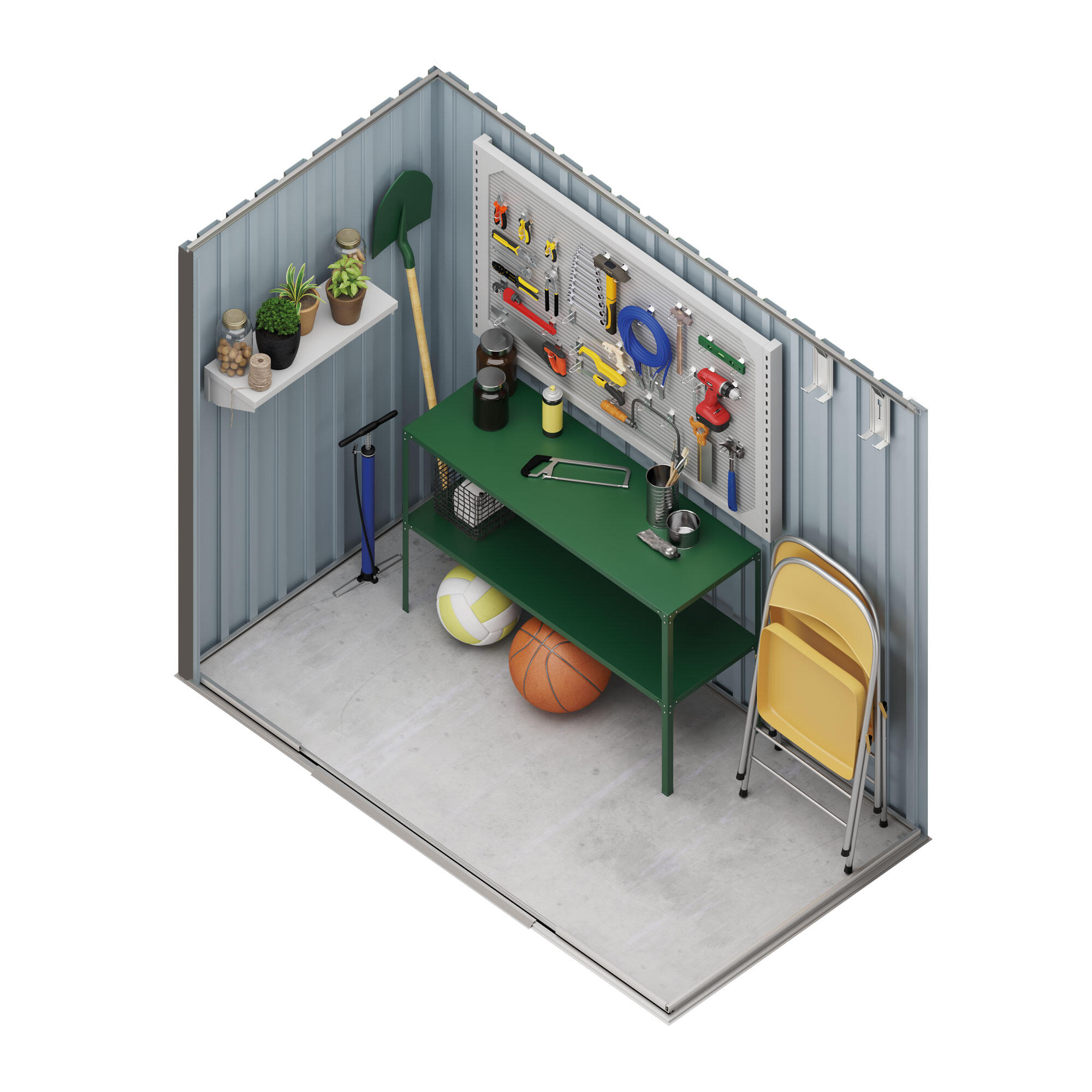 Caseta de metal Nykop de 213x184x142 cm y 3.02 m2 con 0.25 mm espesor y doble puerta corredera HOGGAR - 5