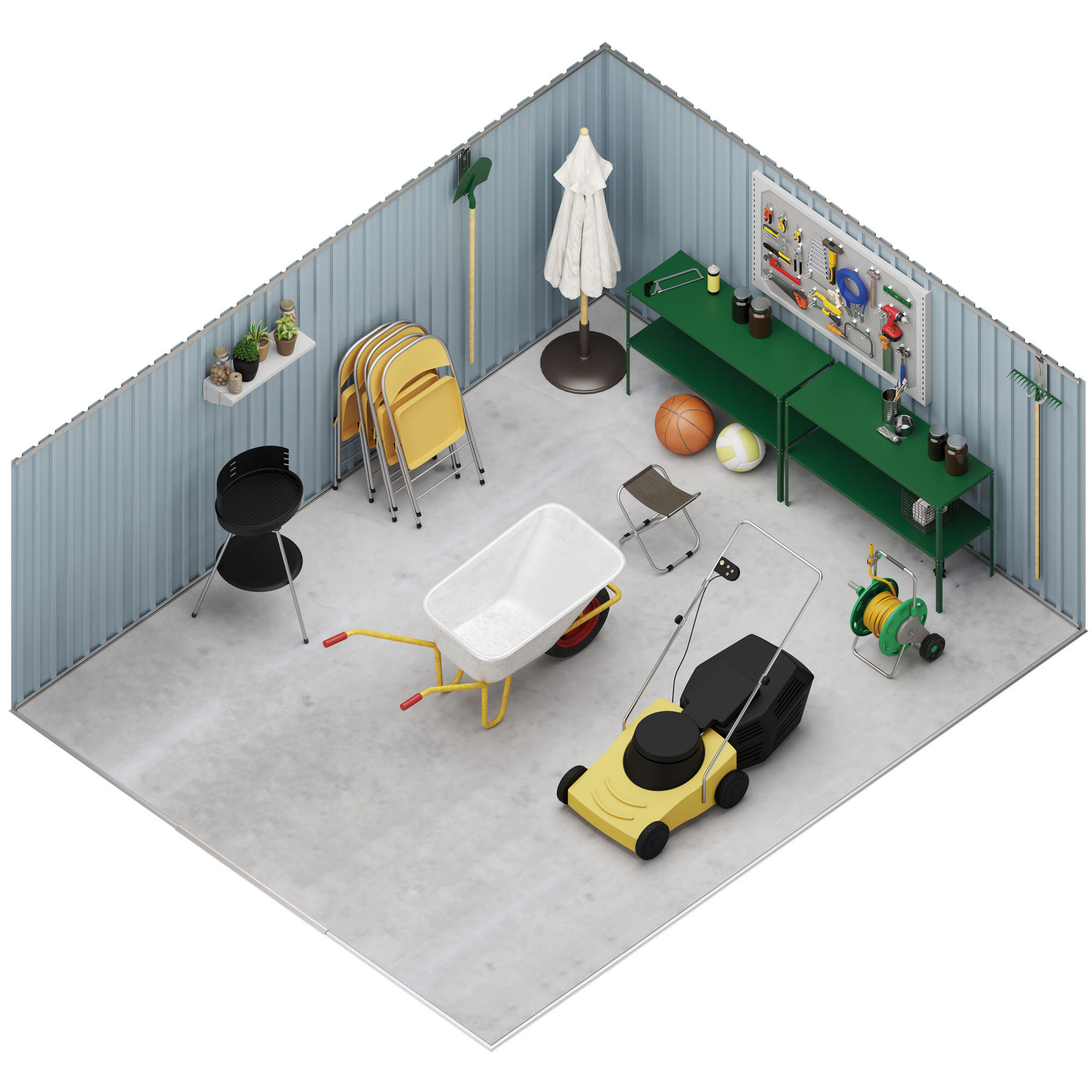 Caseta de metal Anjala de 343x223x452 cm y 15.5 m2 con 0.25 mm espesor y doble puerta corredera HOGGAR - 6