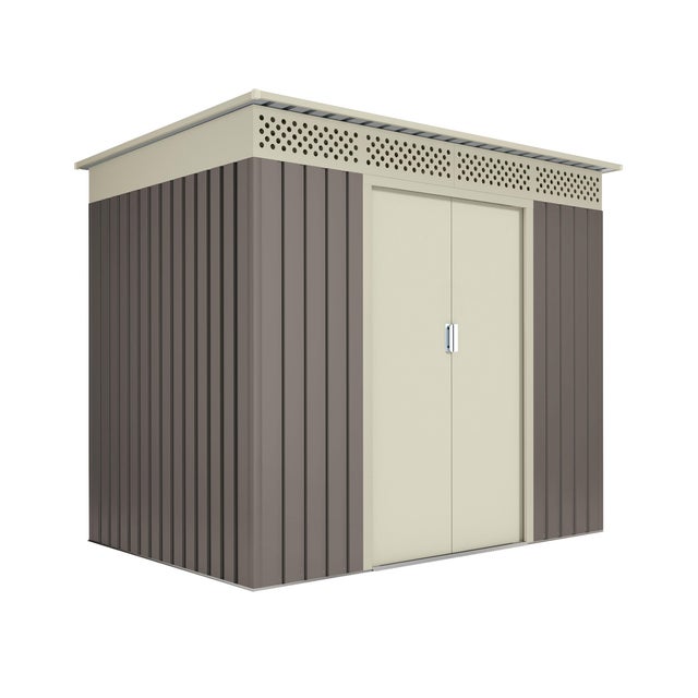 Caseta de metal Nykop de 213x184x142 cm y 3.02 m2 con 0.25 mm espesor y doble puerta corredera HOGGAR