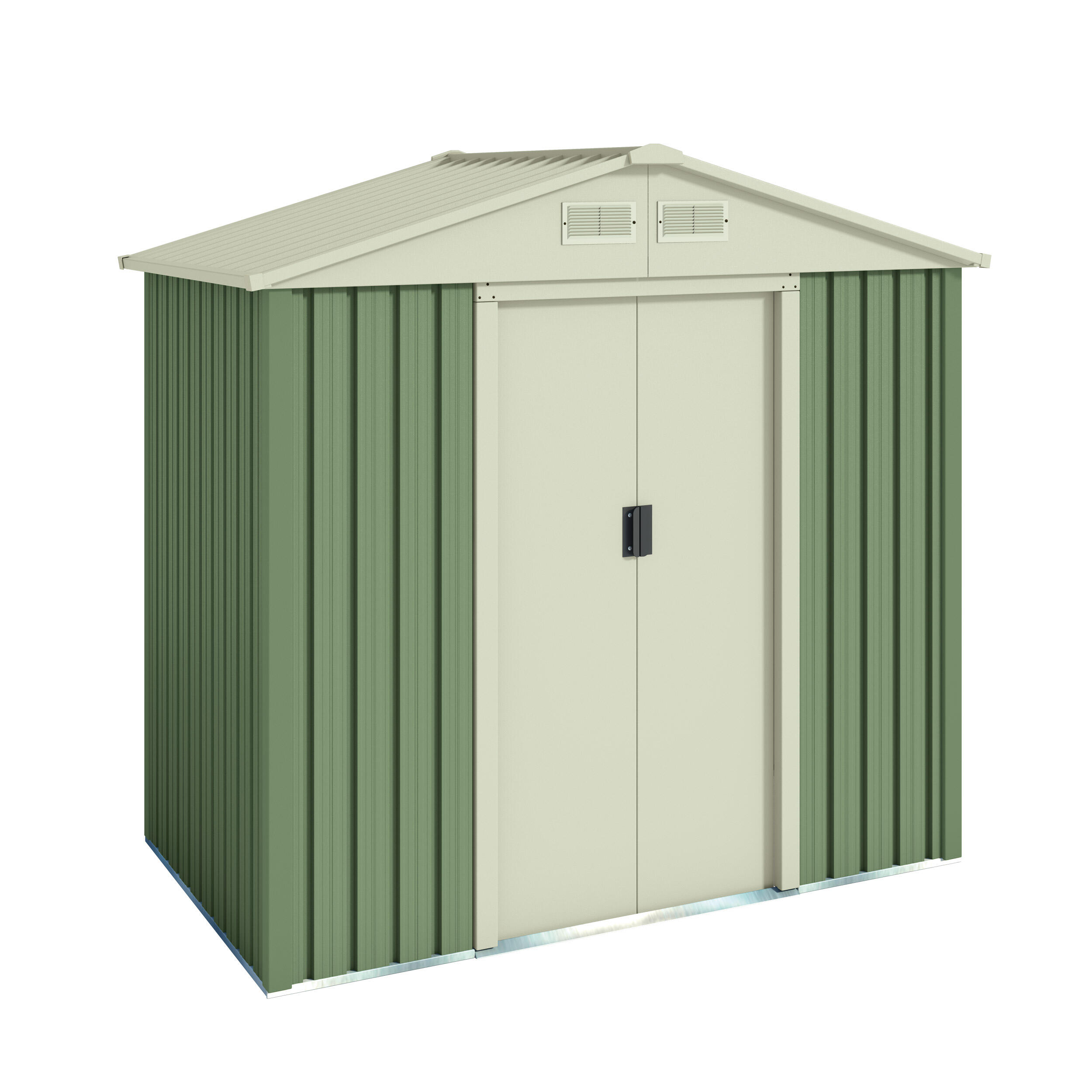 Caseta de metal nybro de 201x190x121 cm y 2.43 m2 con 0.25 mm espesor y doble puerta corredera hoggar
