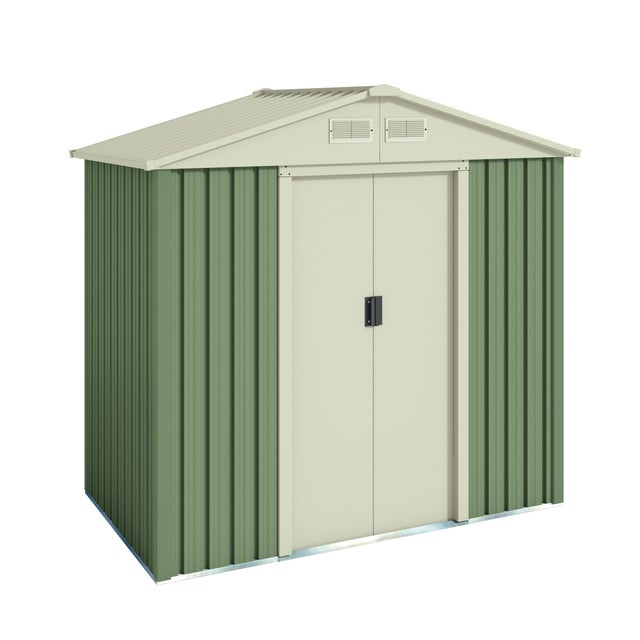 Caseta de metal Nybro de 201x190x121 cm y 2.43 m2 con 0.25 mm espesor y doble puerta corredera HOGGAR