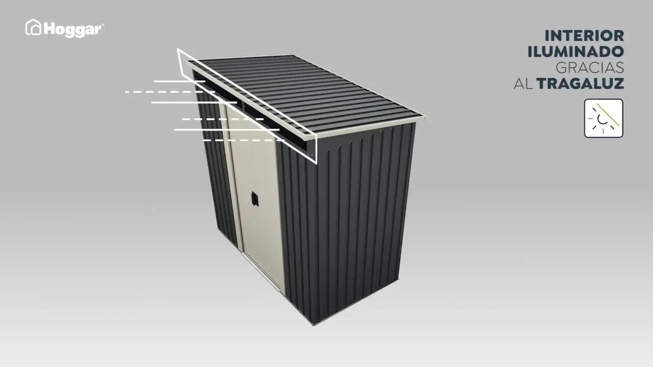 Caseta de metal Hofn de 195x196x121 cm y 2.3 m2 con 0.25 mm espesor y doble puerta corredera HOGGAR - 4