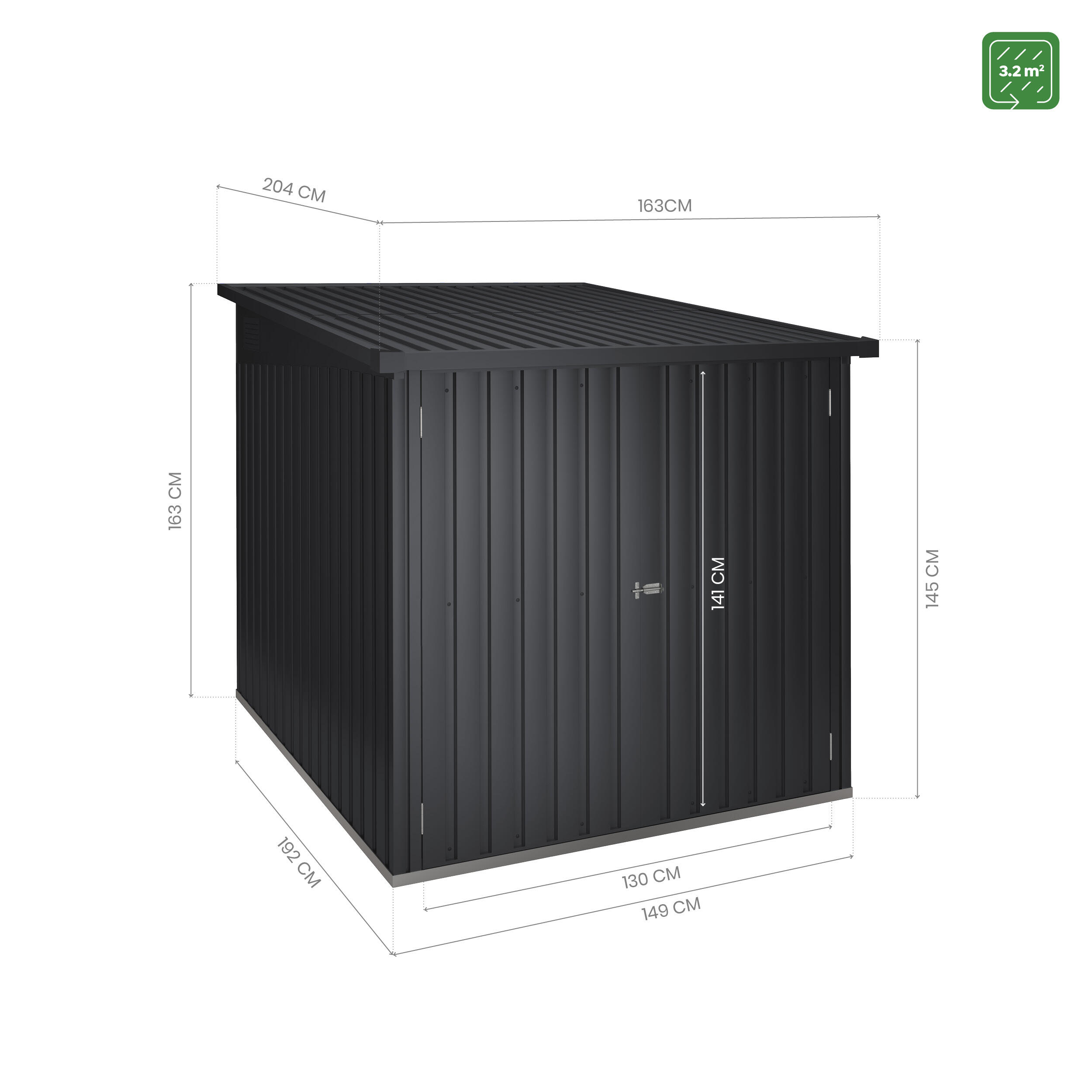 armario de exterior de acero arth 32 m2 163x163x204 cm