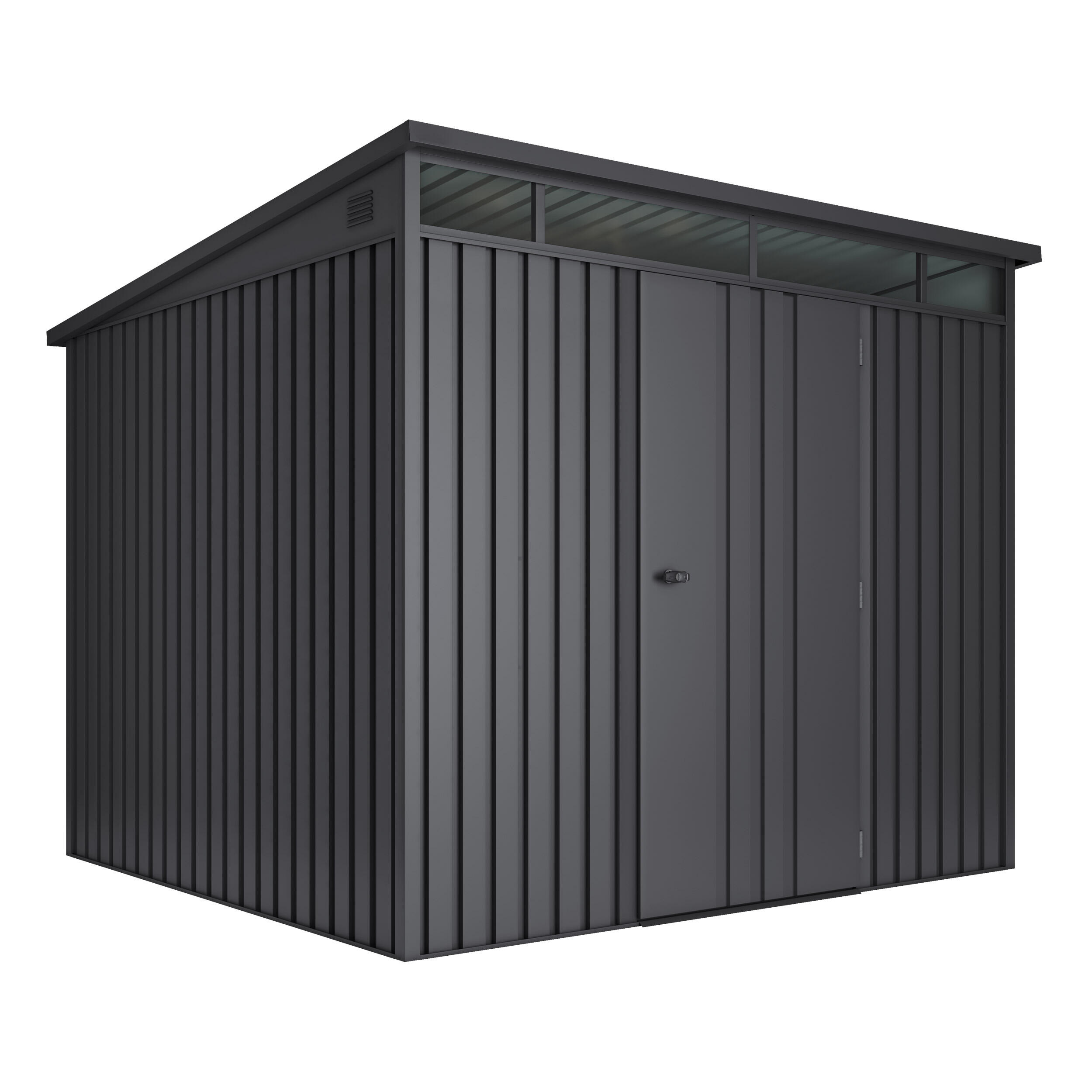Caseta de metal huntington pro l de 237x201x226 cm y 5.36 m2 con 0.4 mm espesor y puerta abatible hoggar