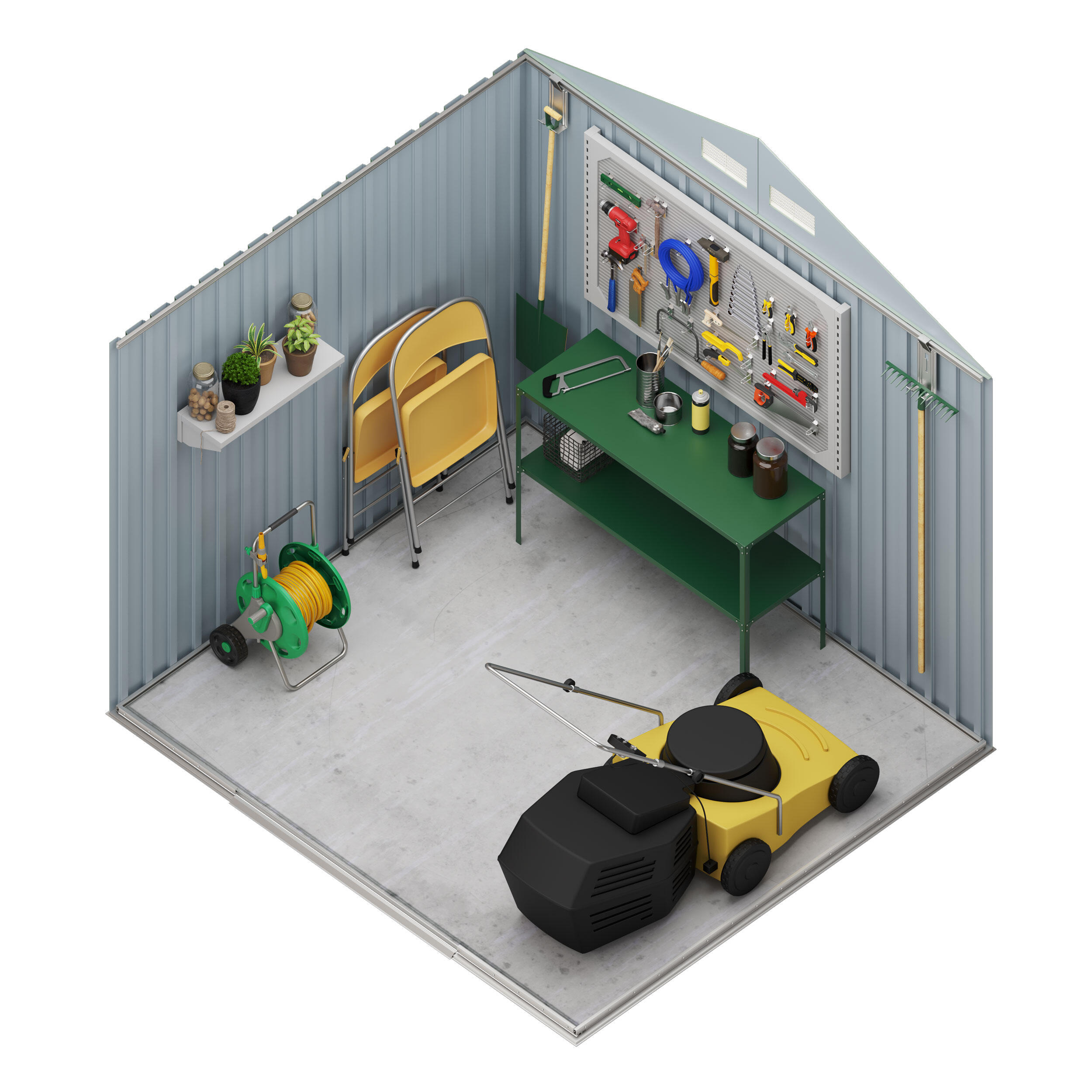 Caseta de metal caseta metal advanced second 6,6 m2 de 238x199x238 cm y 6.6 m2 con 0.25 mm espesor y doble puerta corredera hoggar